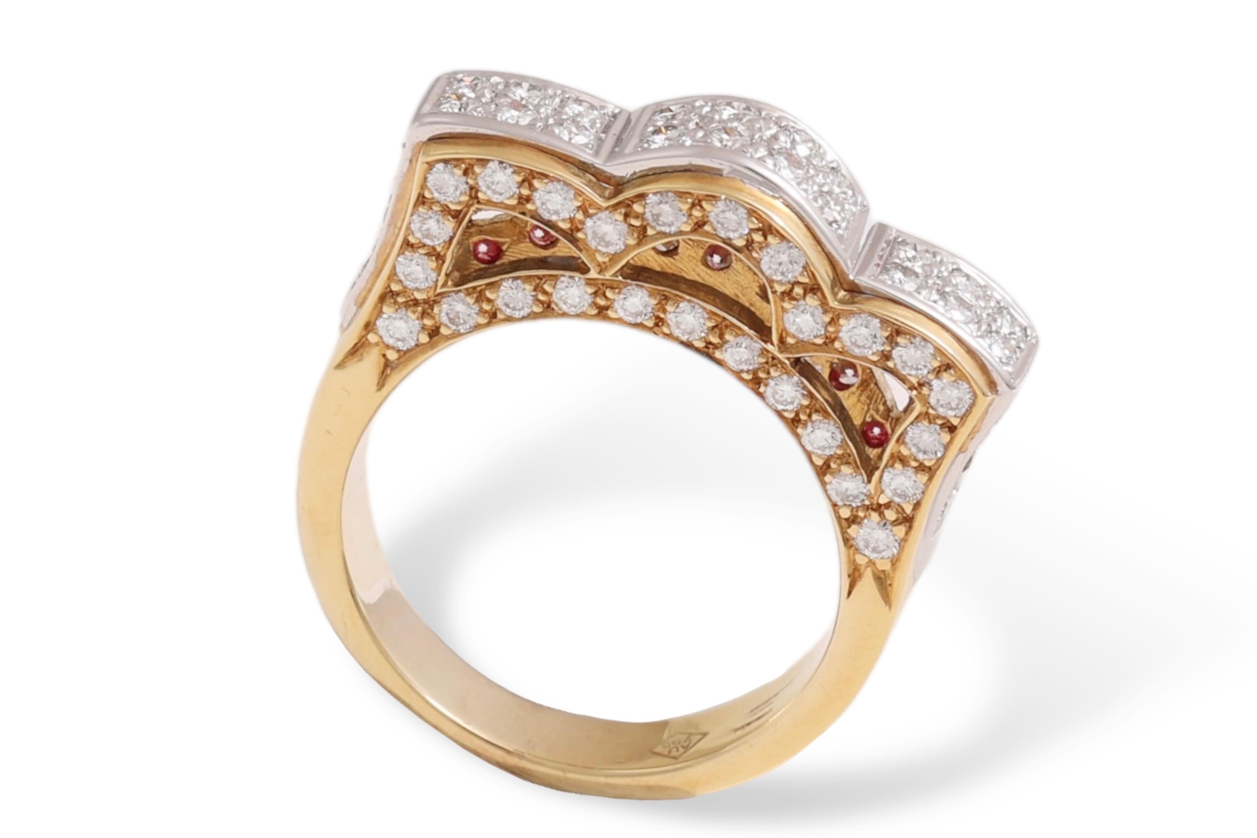 Or jaune 18 carats, taille brillant, 1,2 ct. Couronne de diamants  Bague en vente 4