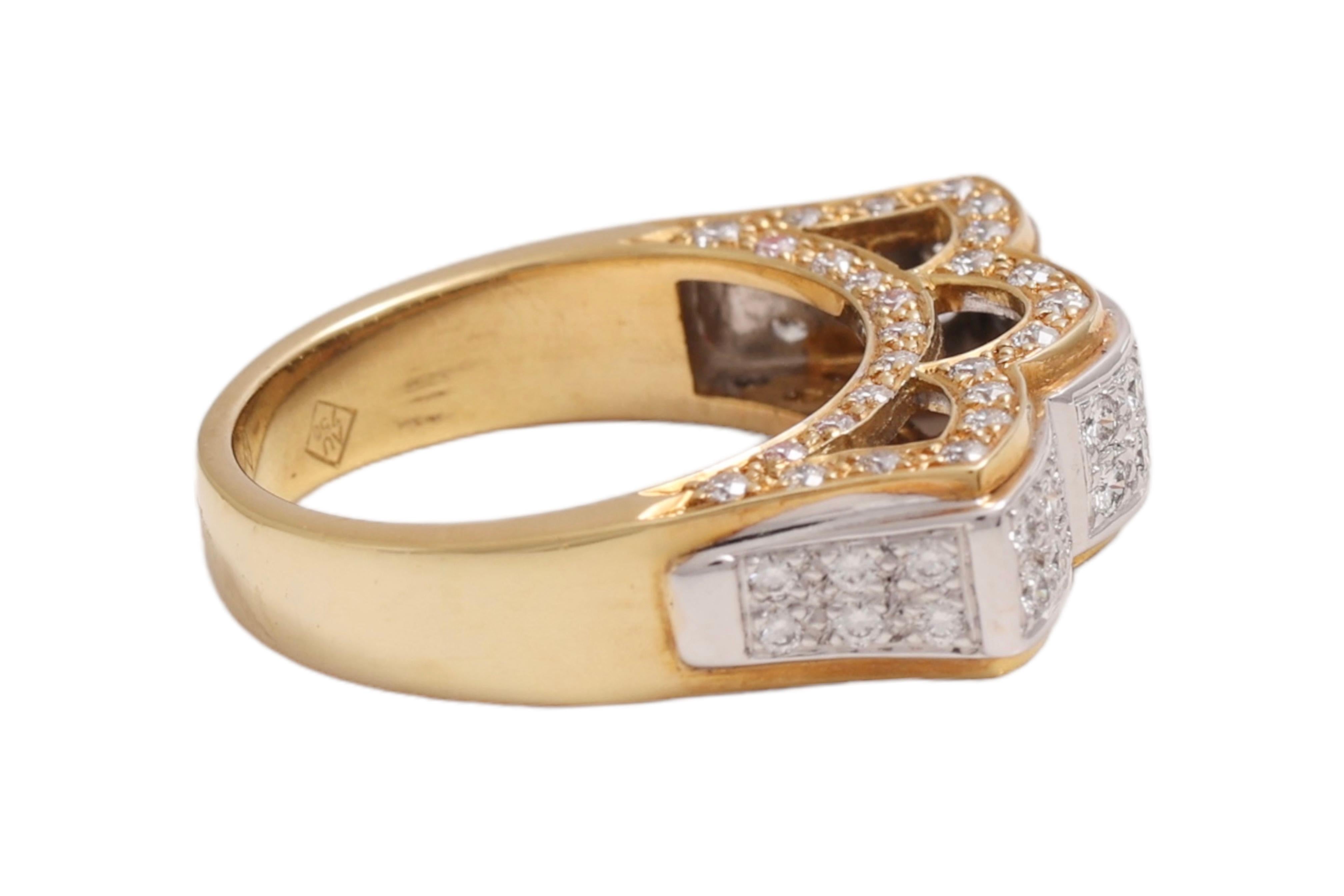 Or jaune 18 carats, taille brillant, 1,2 ct. Couronne de diamants  Bague en vente 6