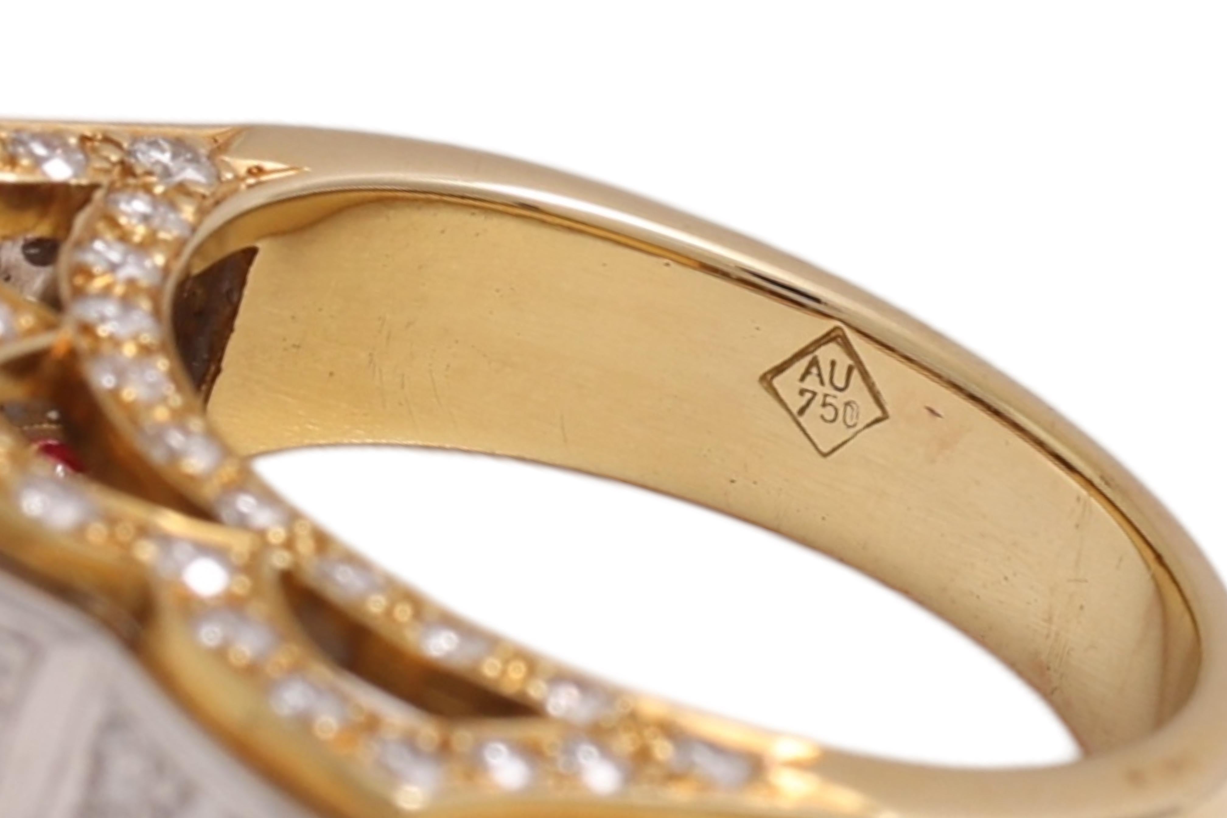 Or jaune 18 carats, taille brillant, 1,2 ct. Couronne de diamants  Bague en vente 7