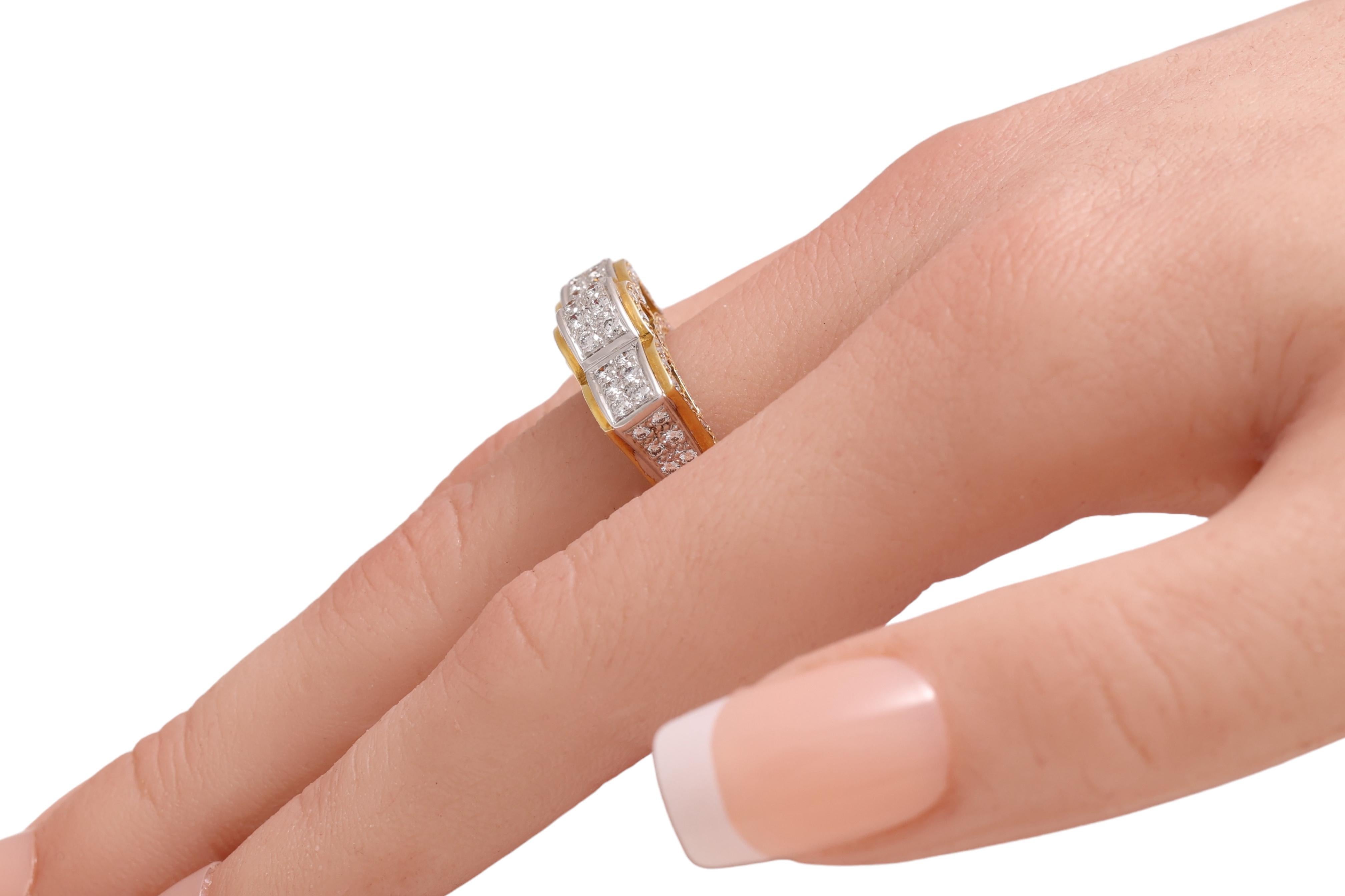 Or jaune 18 carats, taille brillant, 1,2 ct. Couronne de diamants  Bague en vente 10