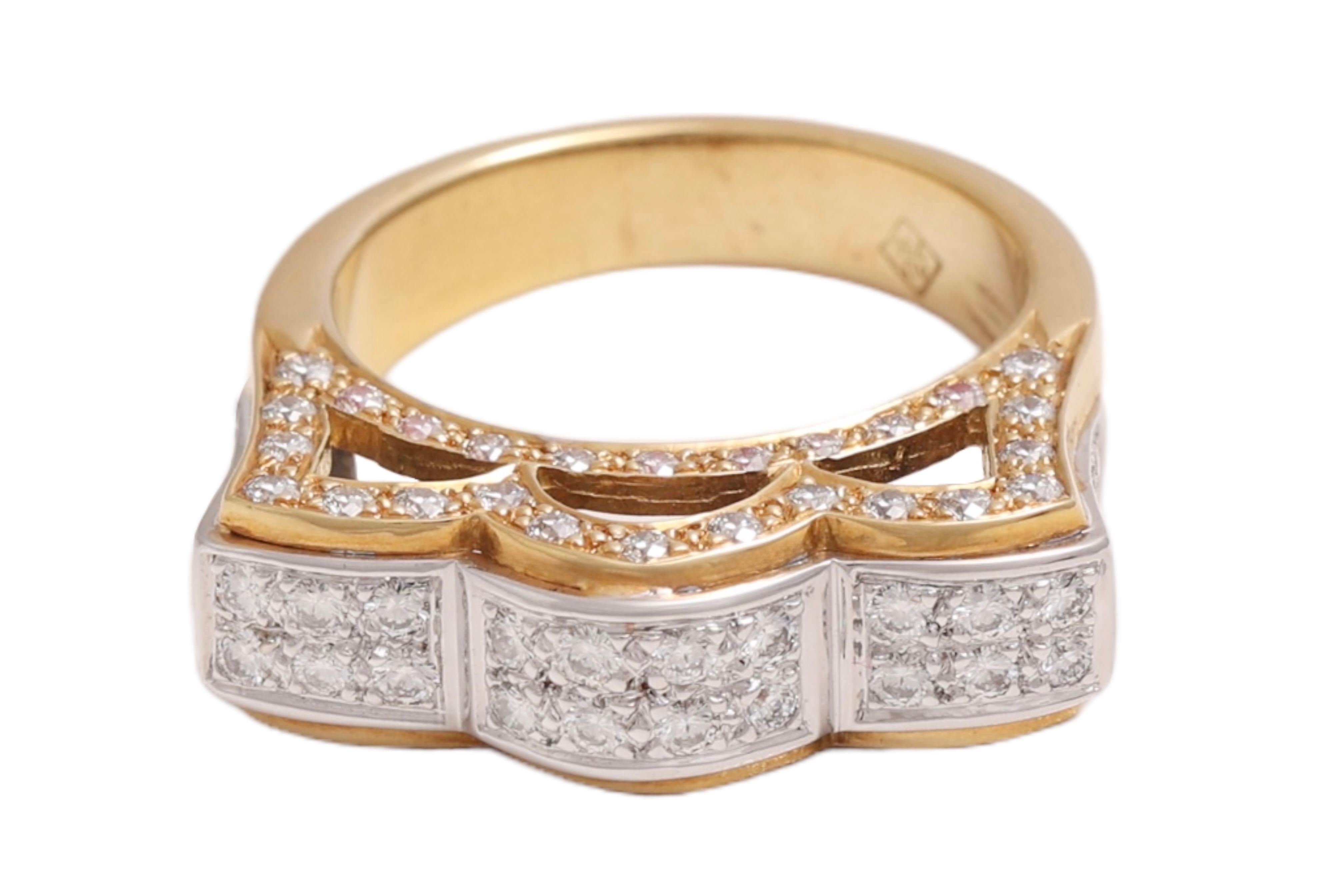 Artisan Or jaune 18 carats, taille brillant, 1,2 ct. Couronne de diamants  Bague en vente
