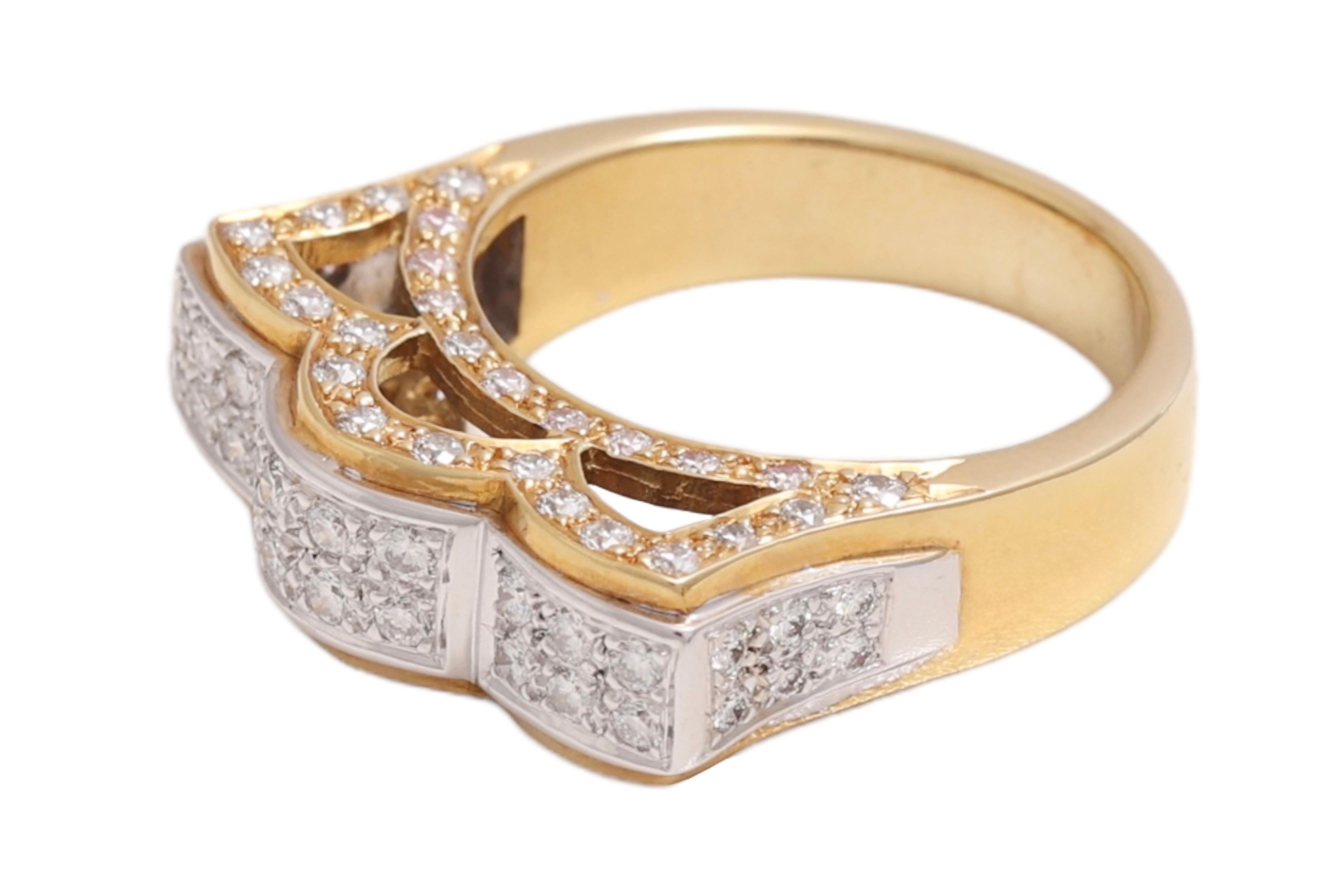 Taille brillant Or jaune 18 carats, taille brillant, 1,2 ct. Couronne de diamants  Bague en vente