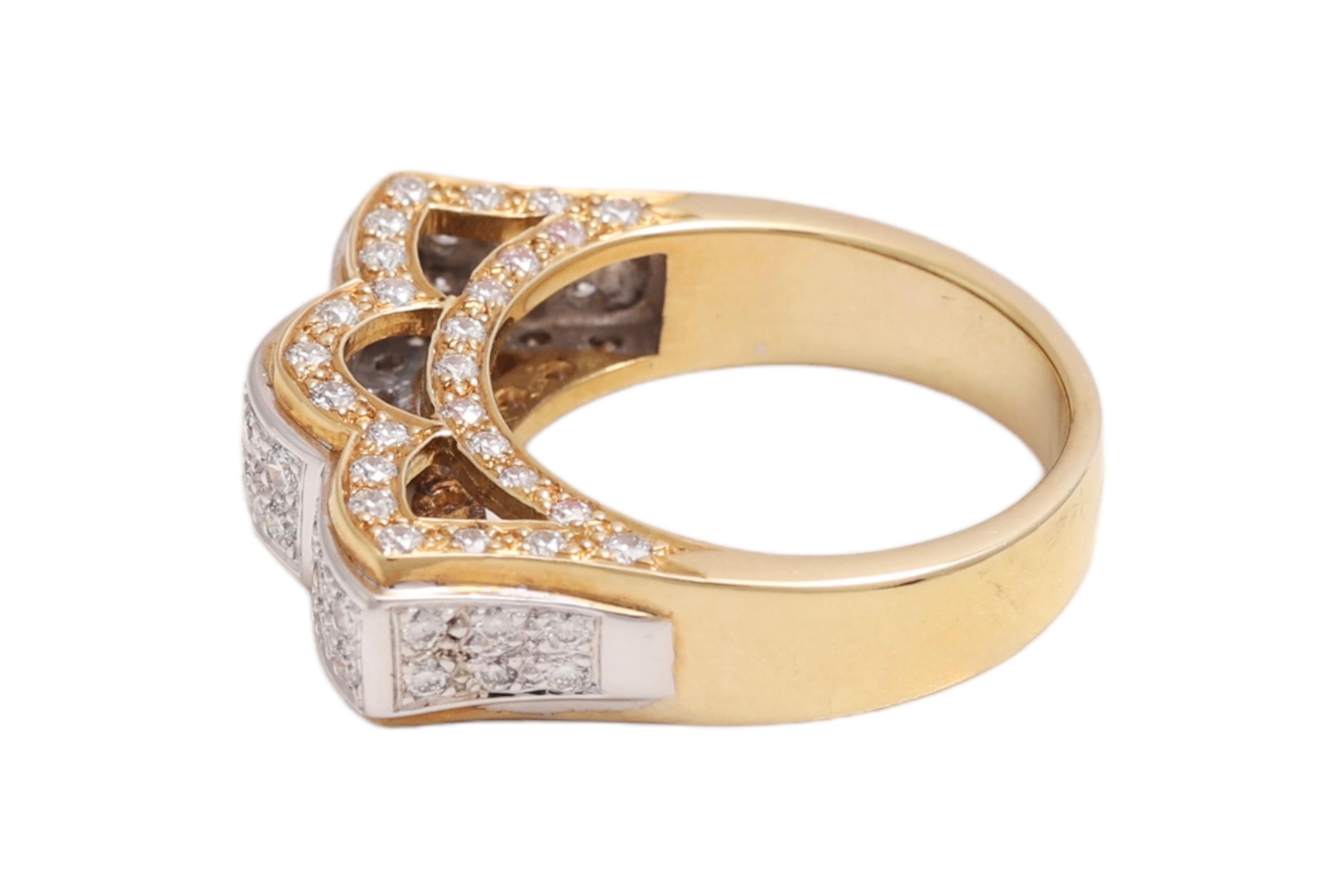 Or jaune 18 carats, taille brillant, 1,2 ct. Couronne de diamants  Bague Neuf - En vente à Antwerp, BE
