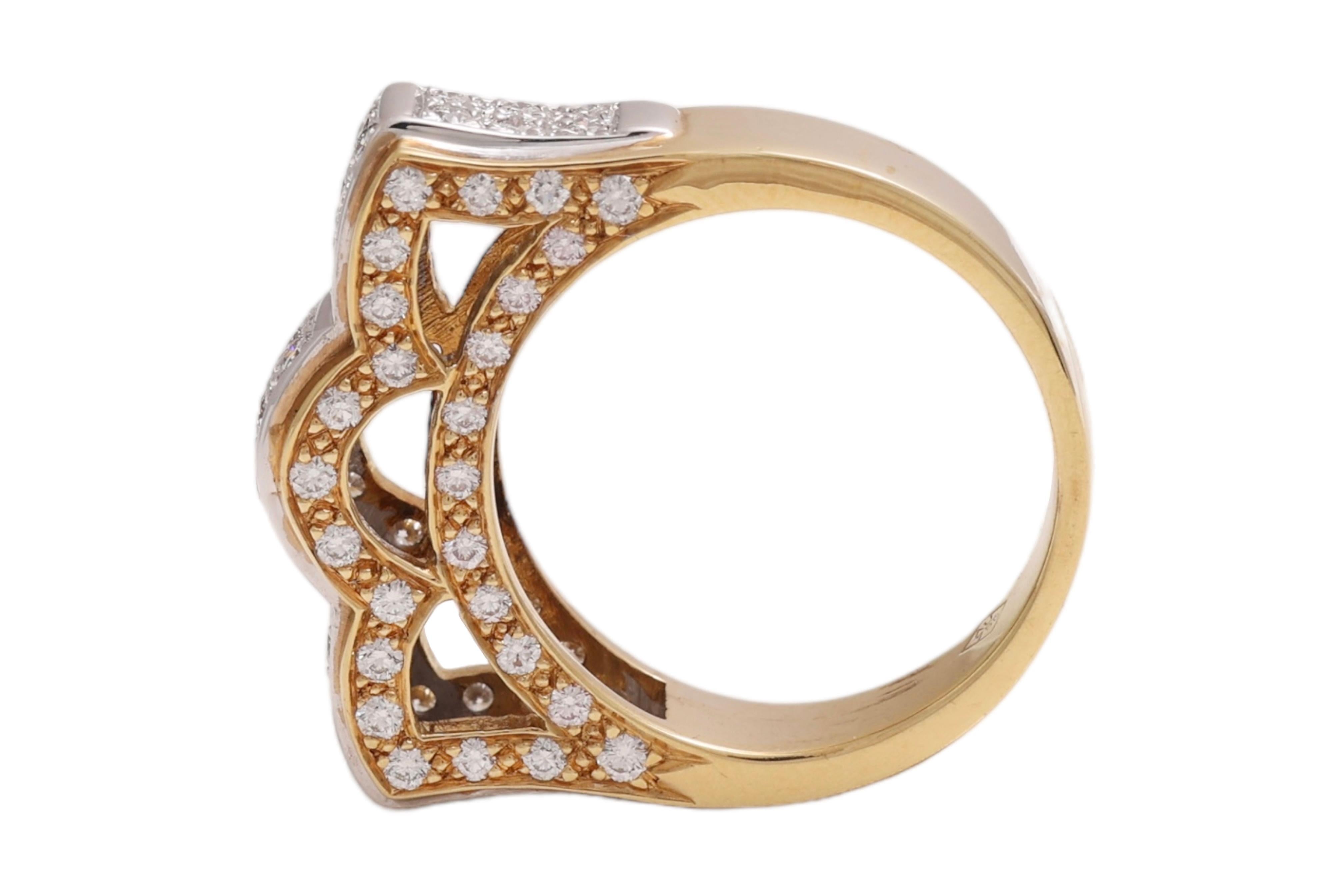 Or jaune 18 carats, taille brillant, 1,2 ct. Couronne de diamants  Bague Unisexe en vente