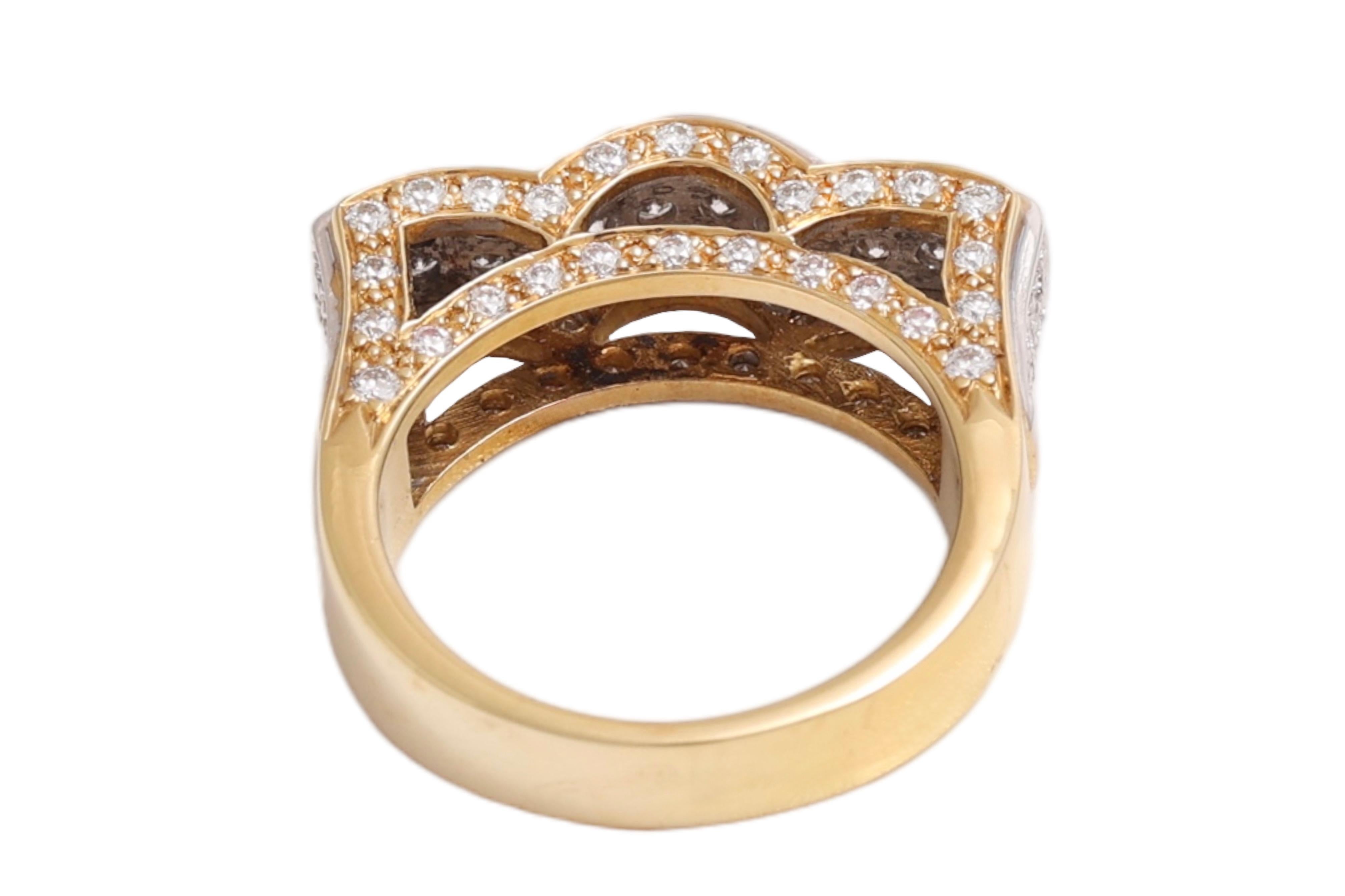 Or jaune 18 carats, taille brillant, 1,2 ct. Couronne de diamants  Bague en vente 2
