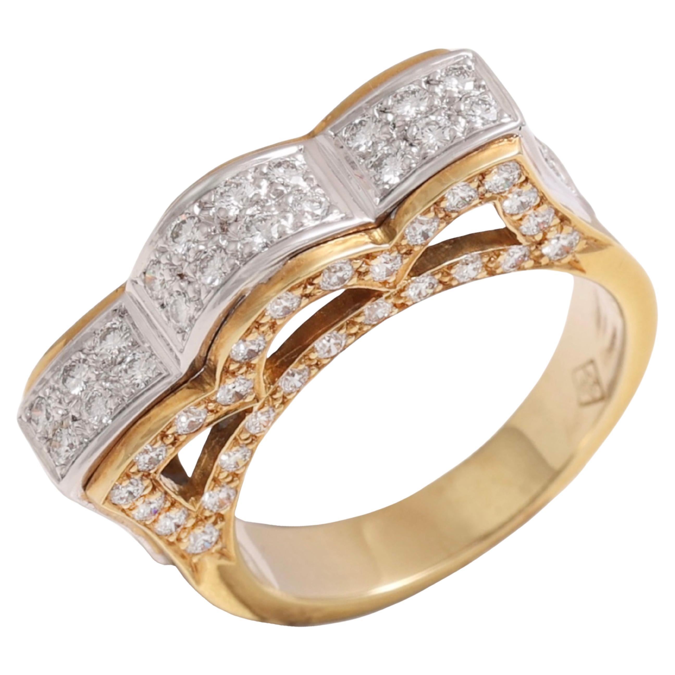 18 Kt Yellow Gold Brilliant Cut 1.2 Ct. Diamonds Crown  Ring