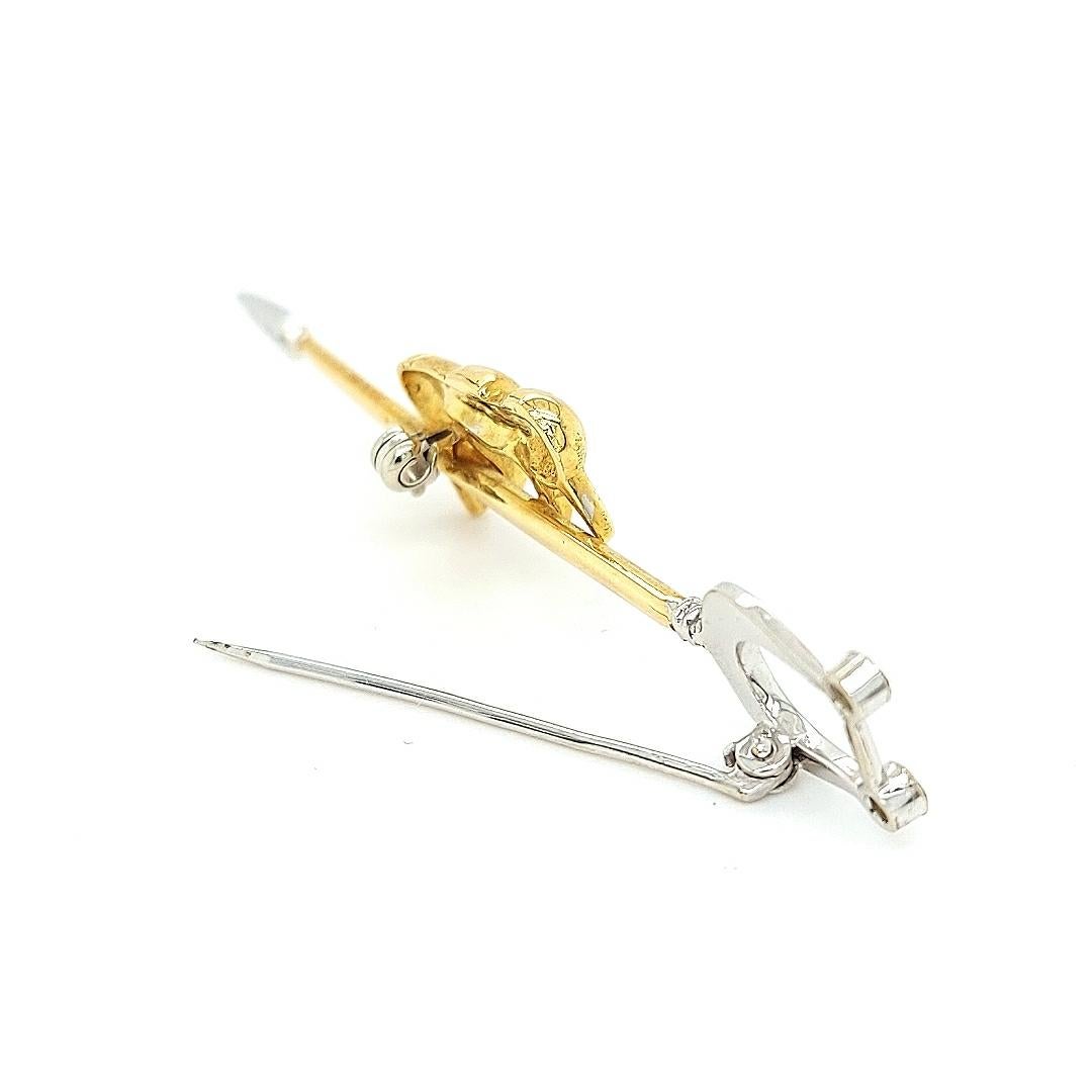 Women's or Men's 18kt Yellow Gold Brooch with 0.14ct Yellow Diamonds with Man Climbing Up