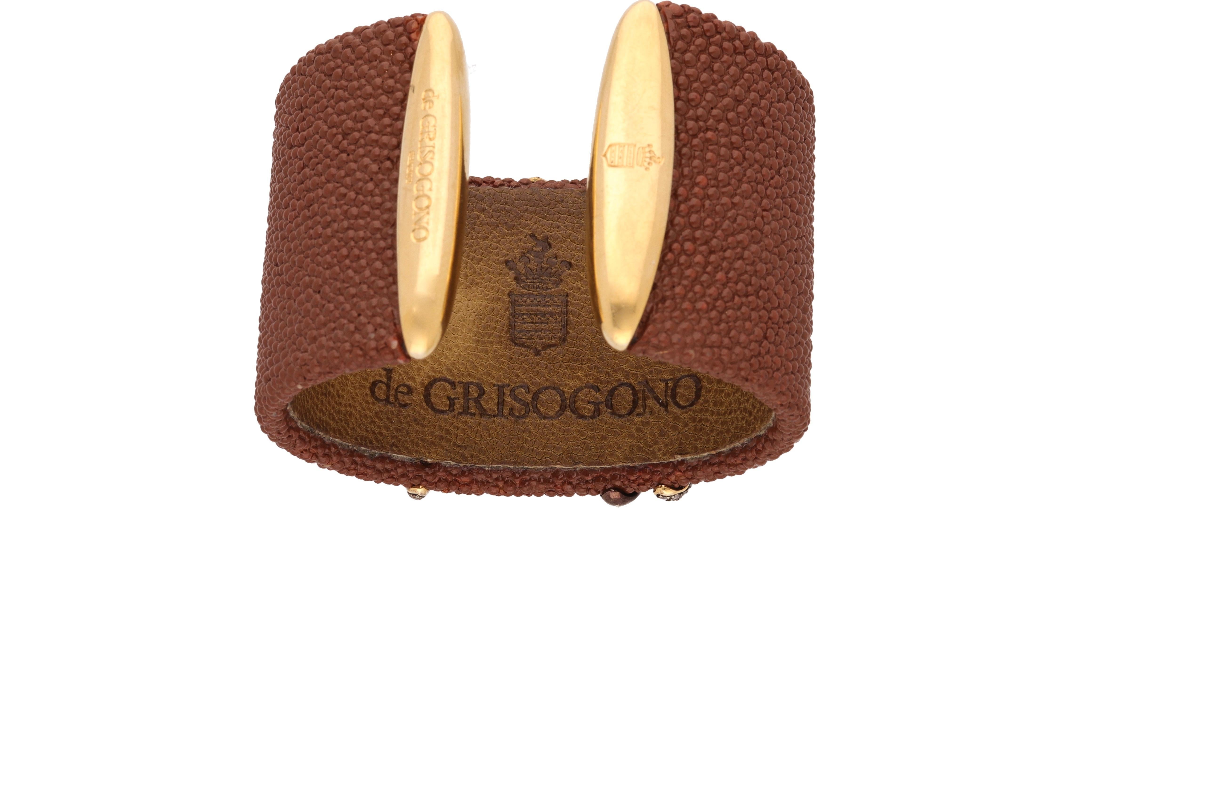 Modern 18 Karat Gold Brown PVD Coated Brown Diamonds De Grisogono Galuchat Bangle