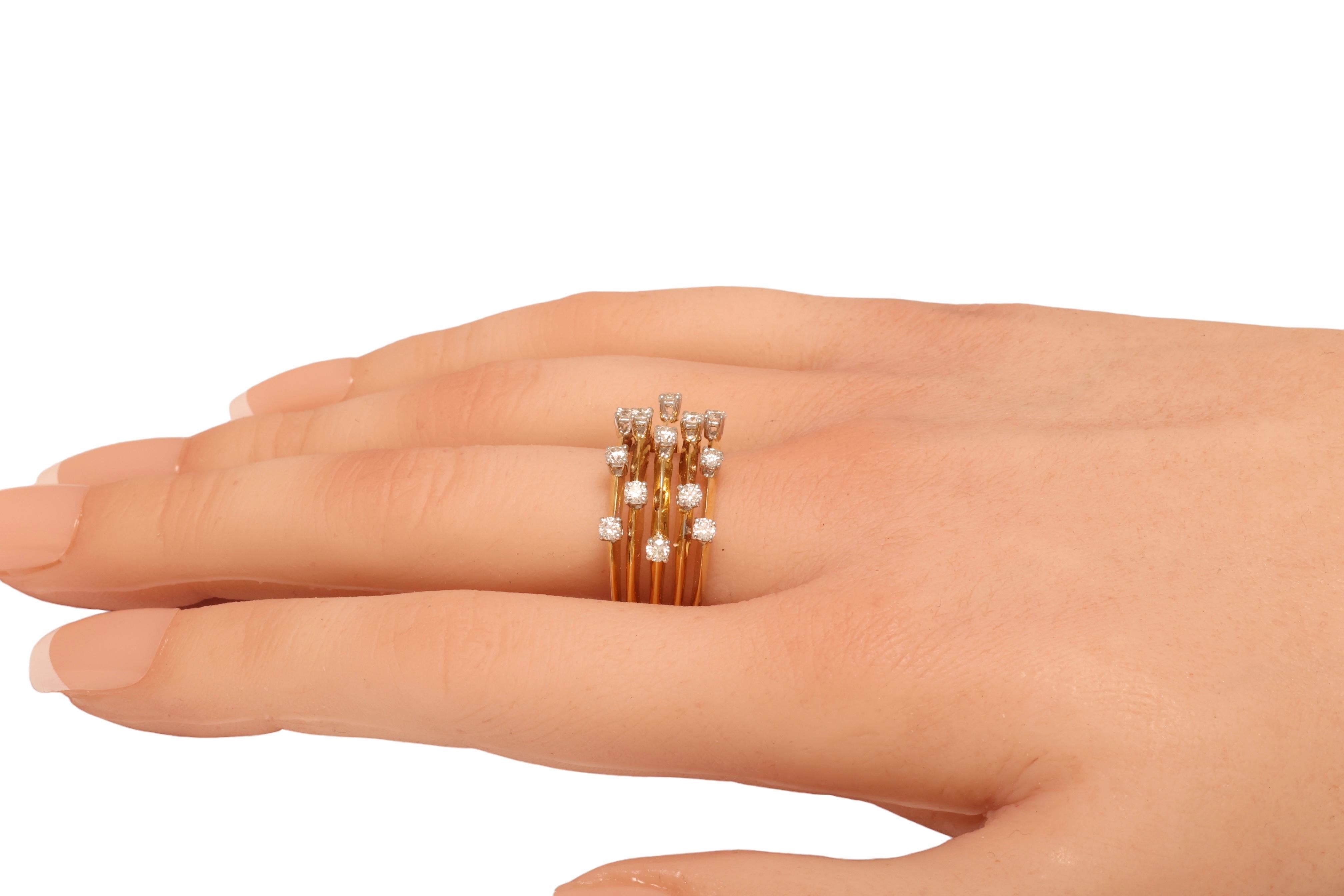 18 kt. Yellow Gold Bubble Ring with 0.65 ct. Diamonds For Sale 3