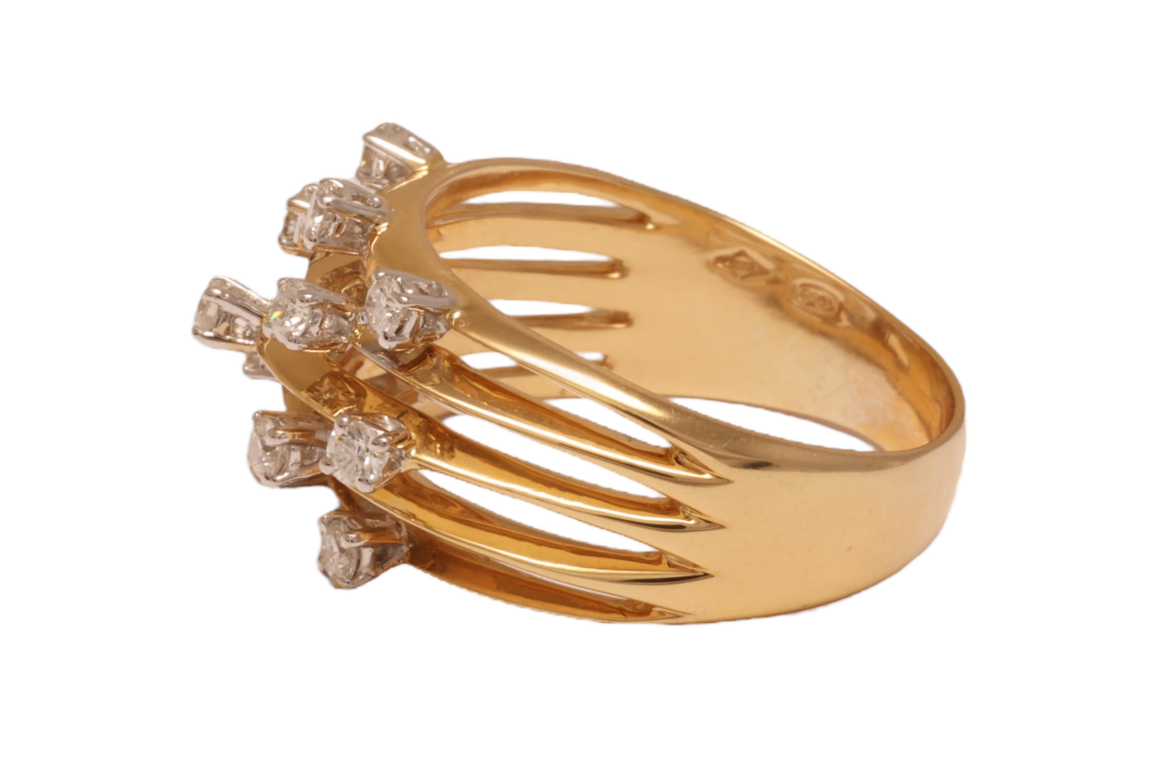 Brilliant Cut 18 kt. Yellow Gold Bubble Ring with 0.65 ct. Diamonds For Sale