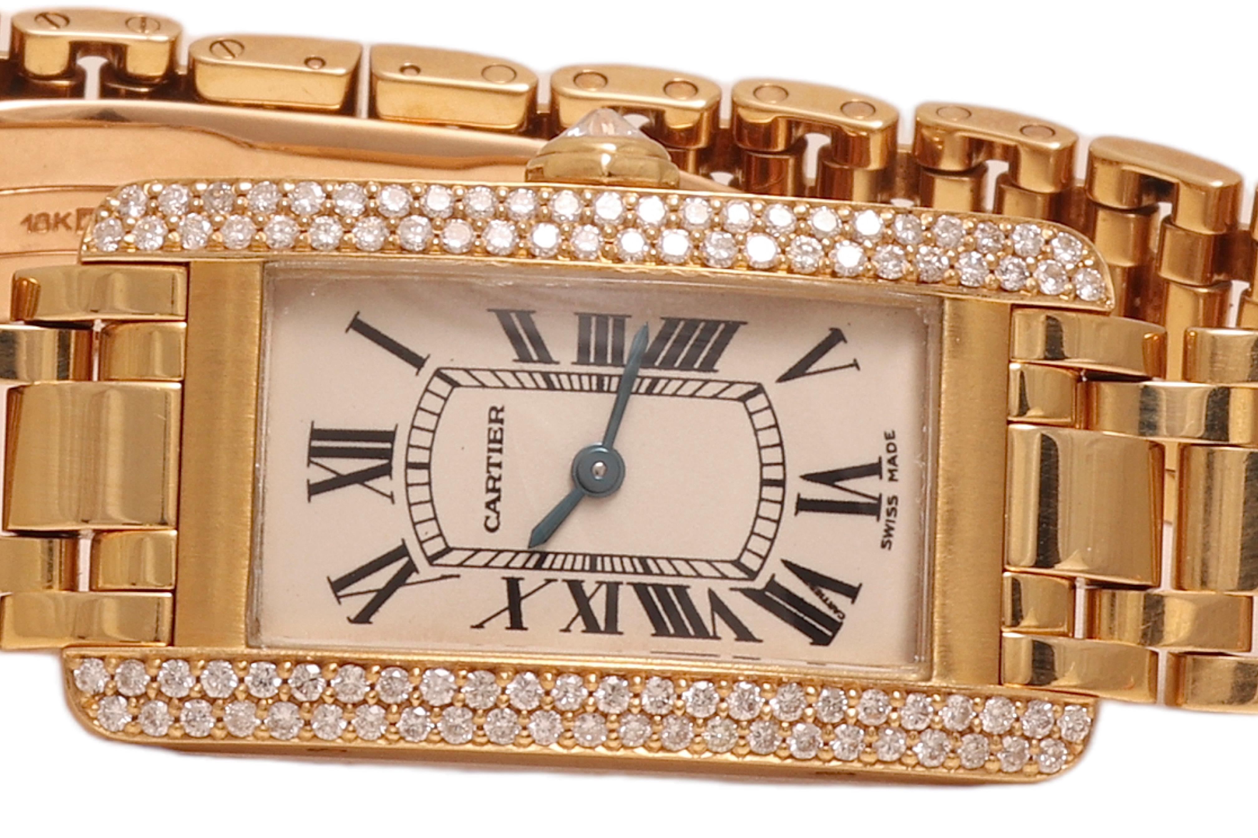 18 kt. Gelbgold Cartier Américaine 1710 Damen-Armbanduhr, mit Box und Papier 5