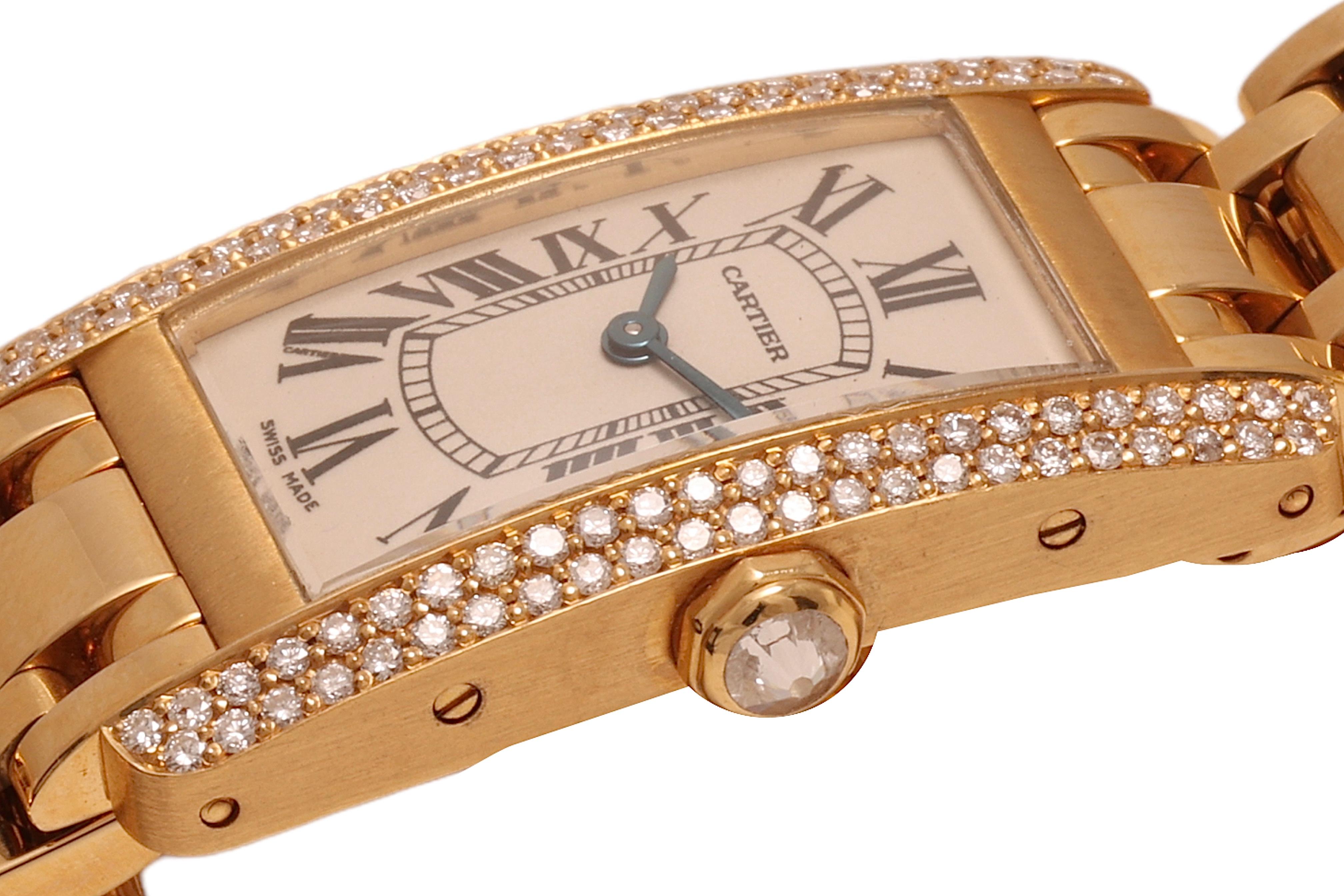 18 kt. Gelbgold Cartier Américaine 1710 Damen-Armbanduhr, mit Box und Papier 6