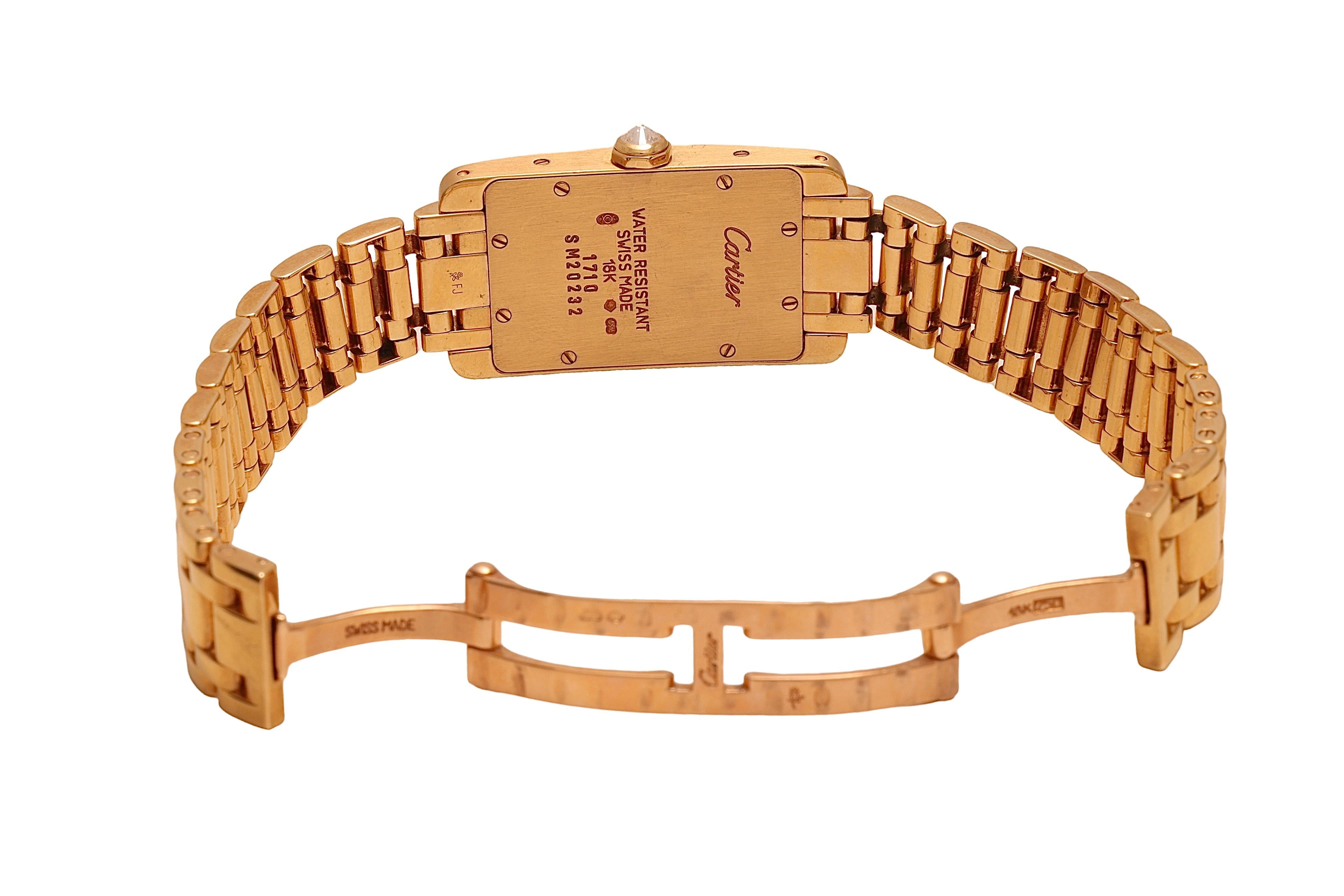 18 kt. Gelbgold Cartier Américaine 1710 Damen-Armbanduhr, mit Box und Papier 7