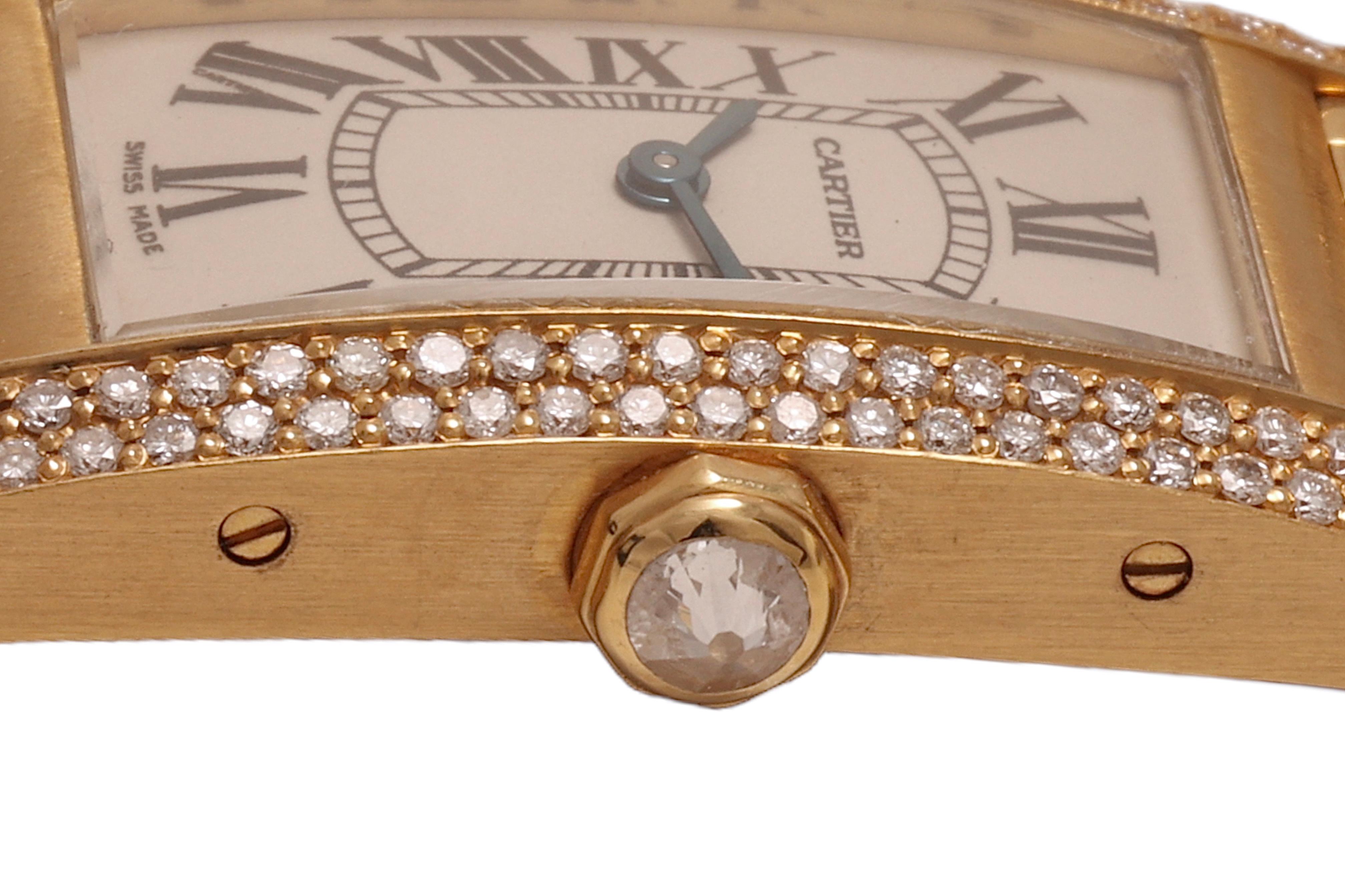 18 kt. Gelbgold Cartier Américaine 1710 Damen-Armbanduhr, mit Box und Papier 10