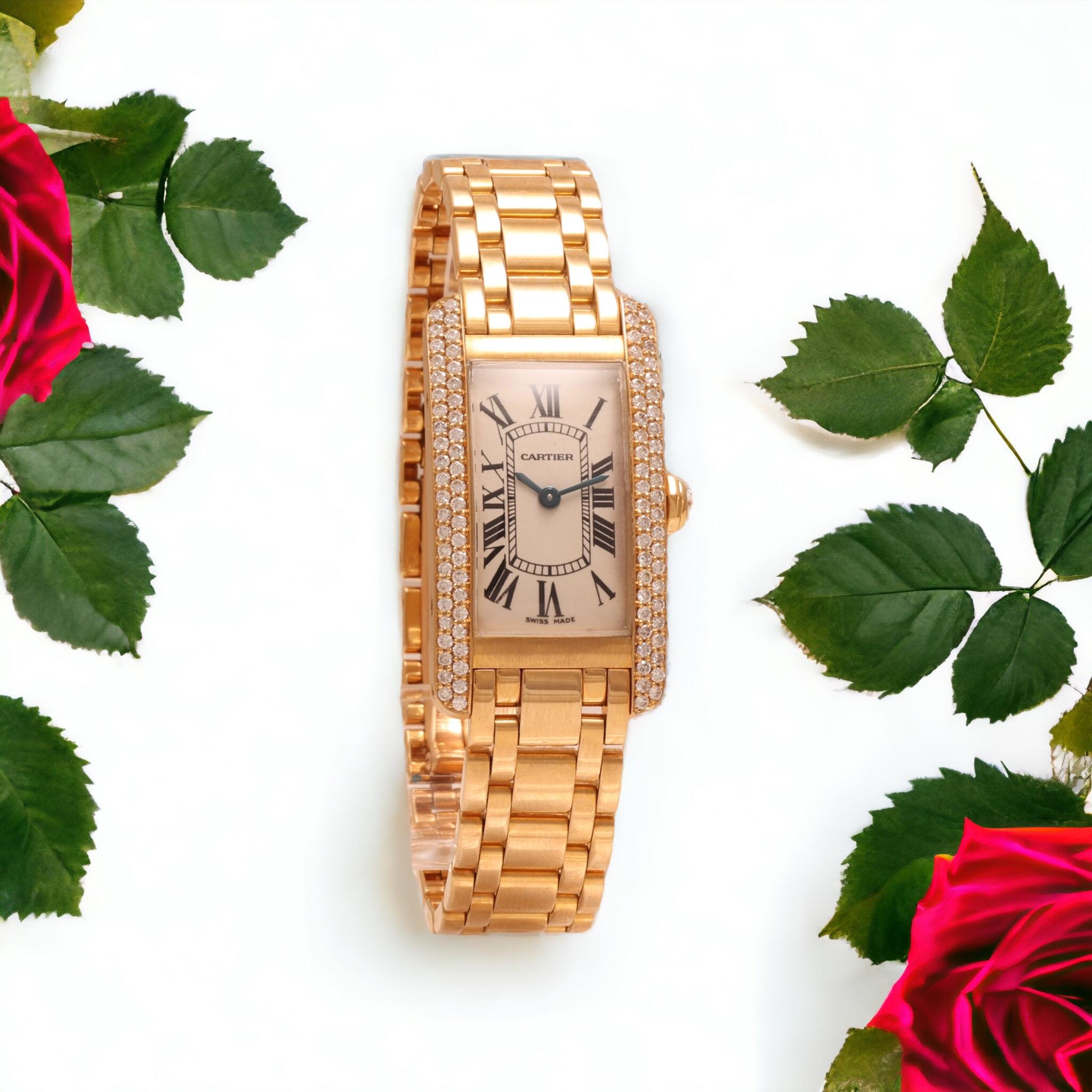 18 kt. Gelbgold Cartier Américaine 1710 Damen-Armbanduhr, mit Box und Papier 12