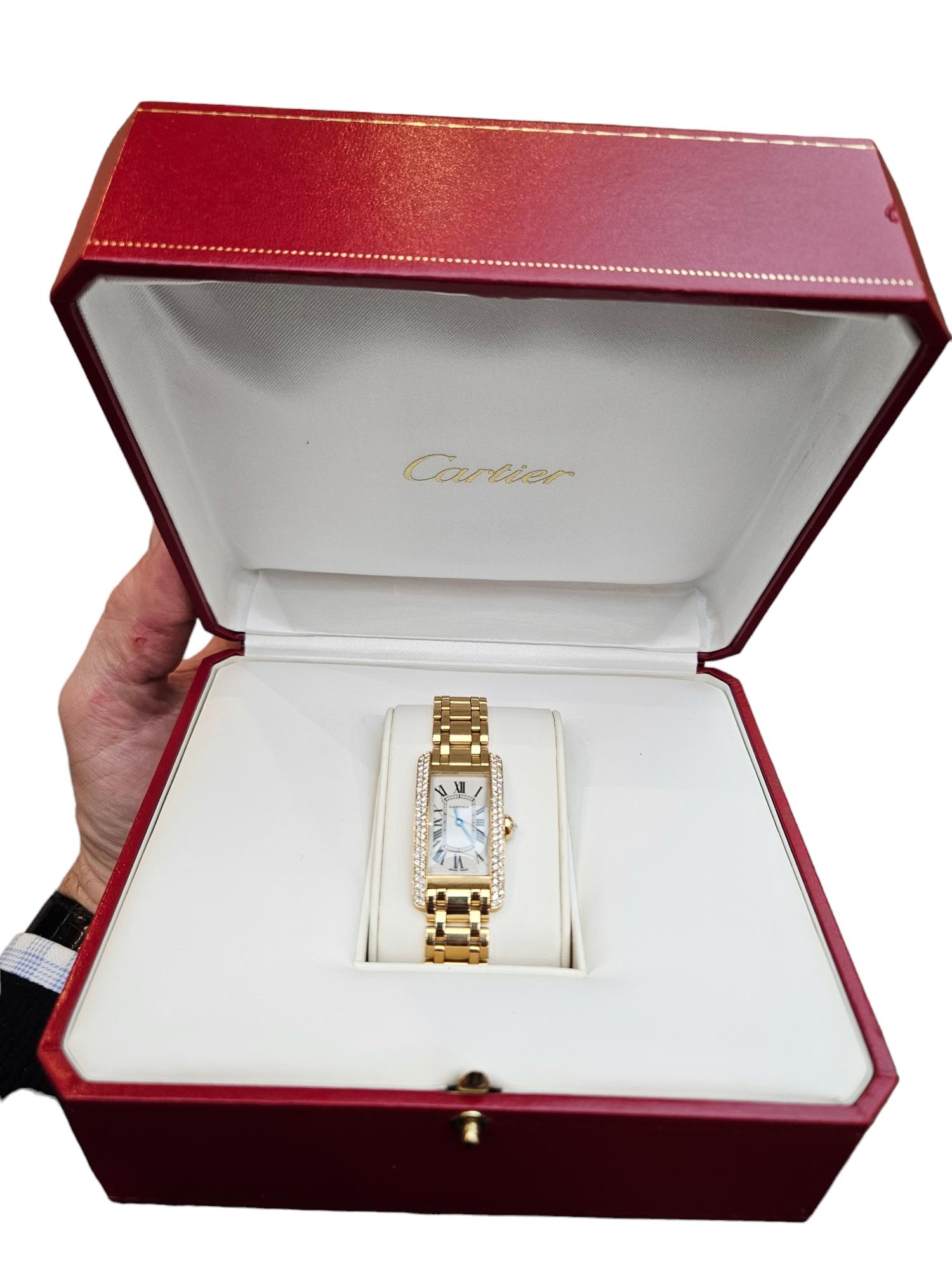 18 kt. Gelbgold Cartier Américaine 1710 Damen-Armbanduhr, mit Box und Papier 13