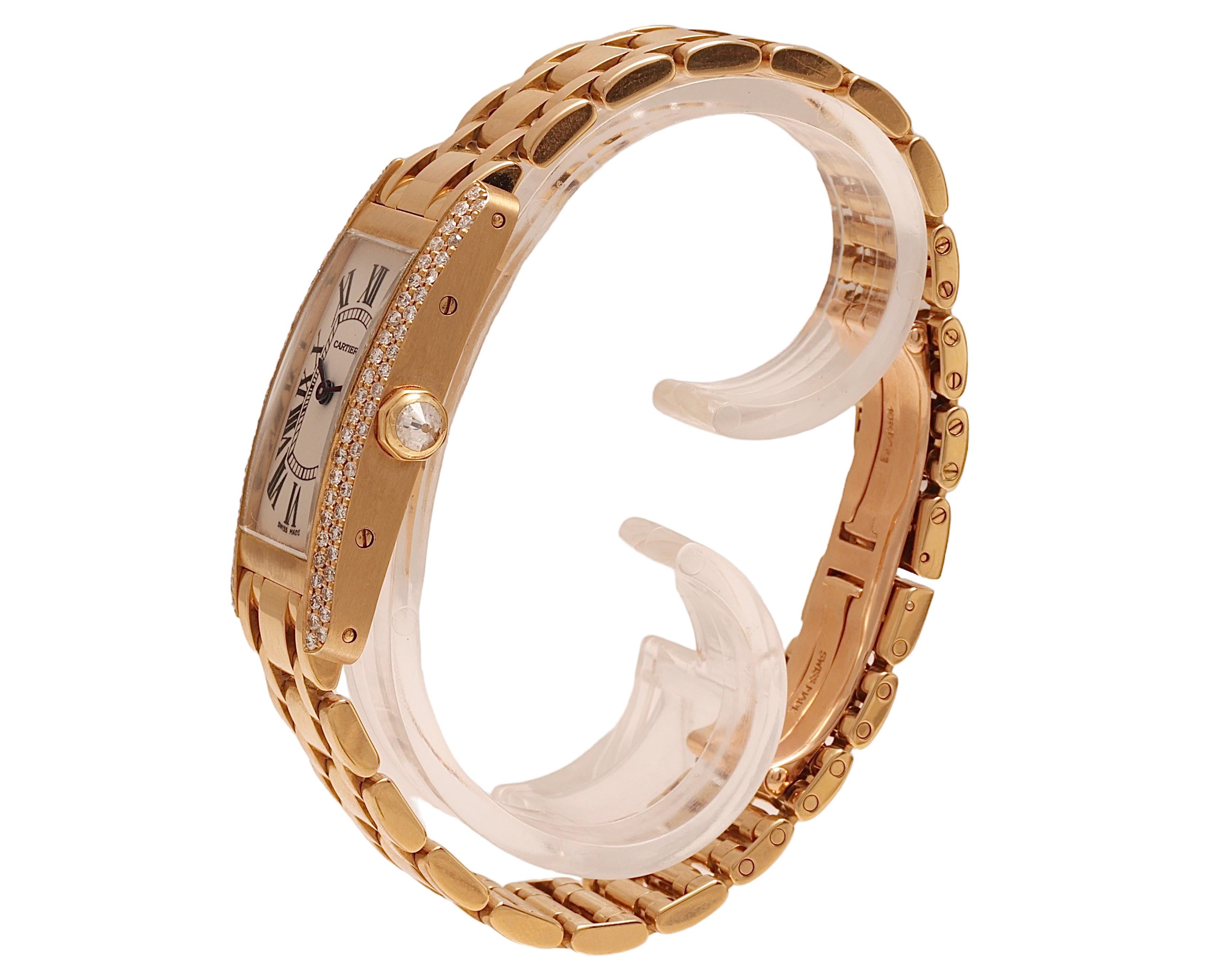 18 kt. Gelbgold Cartier Américaine 1710 Damen-Armbanduhr, mit Box und Papier 3