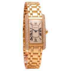 18 kt. Yellow Gold Cartier Américaine 1710 Ladies Wristwatch, With box and paper