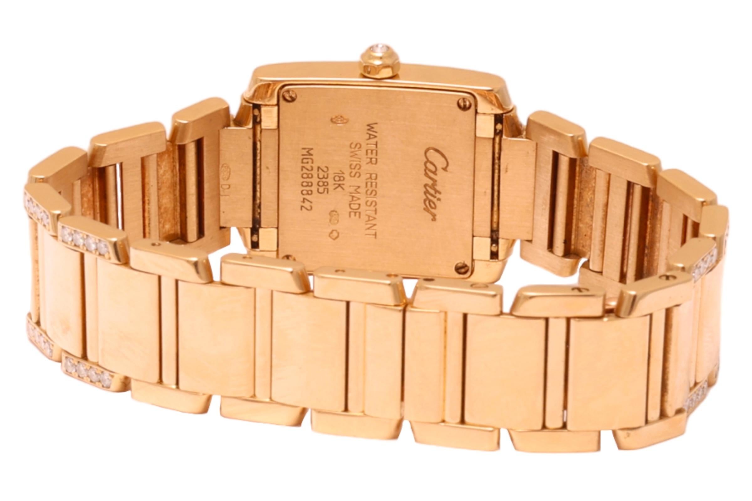 18 kt. Yellow Gold Cartier tank Francaise 2385 With Box and Papers For Sale 1