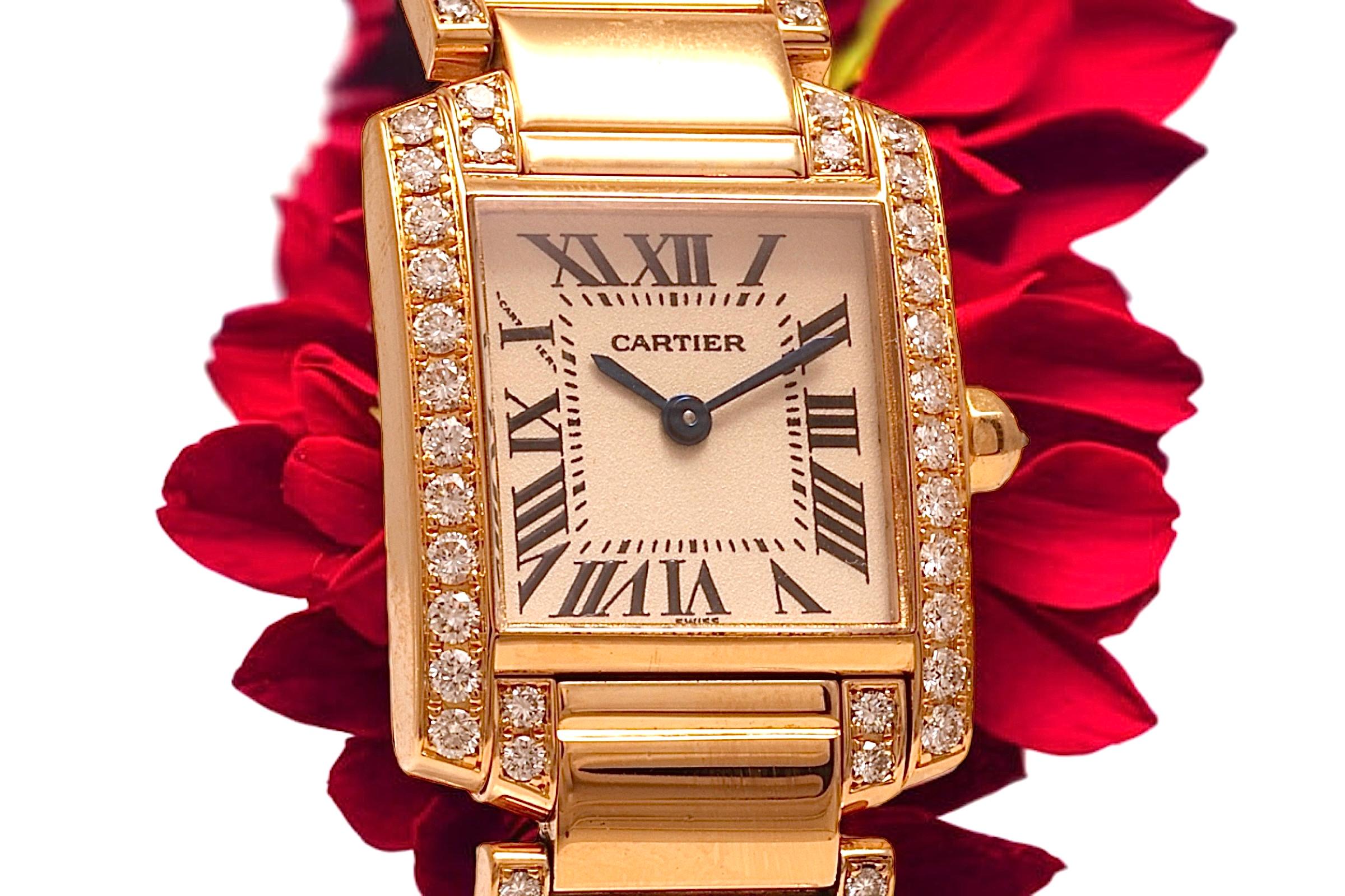 18 kt. Yellow Gold Cartier tank Francaise 2385 With Box and Papers For Sale 7