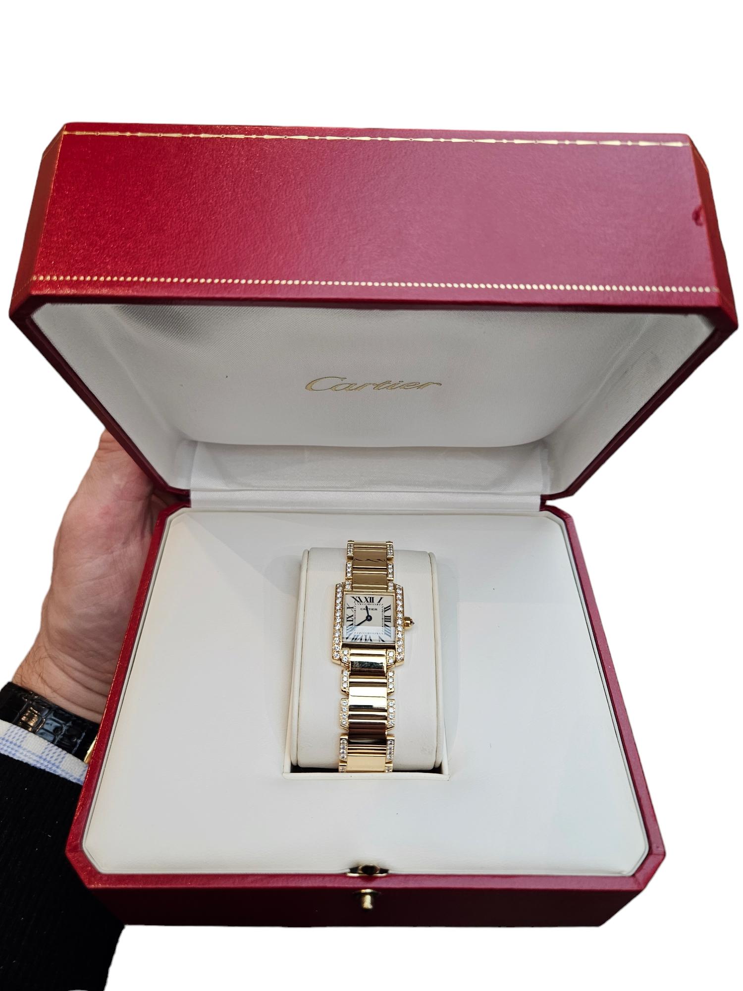 18 kt. Yellow Gold Cartier tank Francaise 2385 With Box and Papers For Sale 10