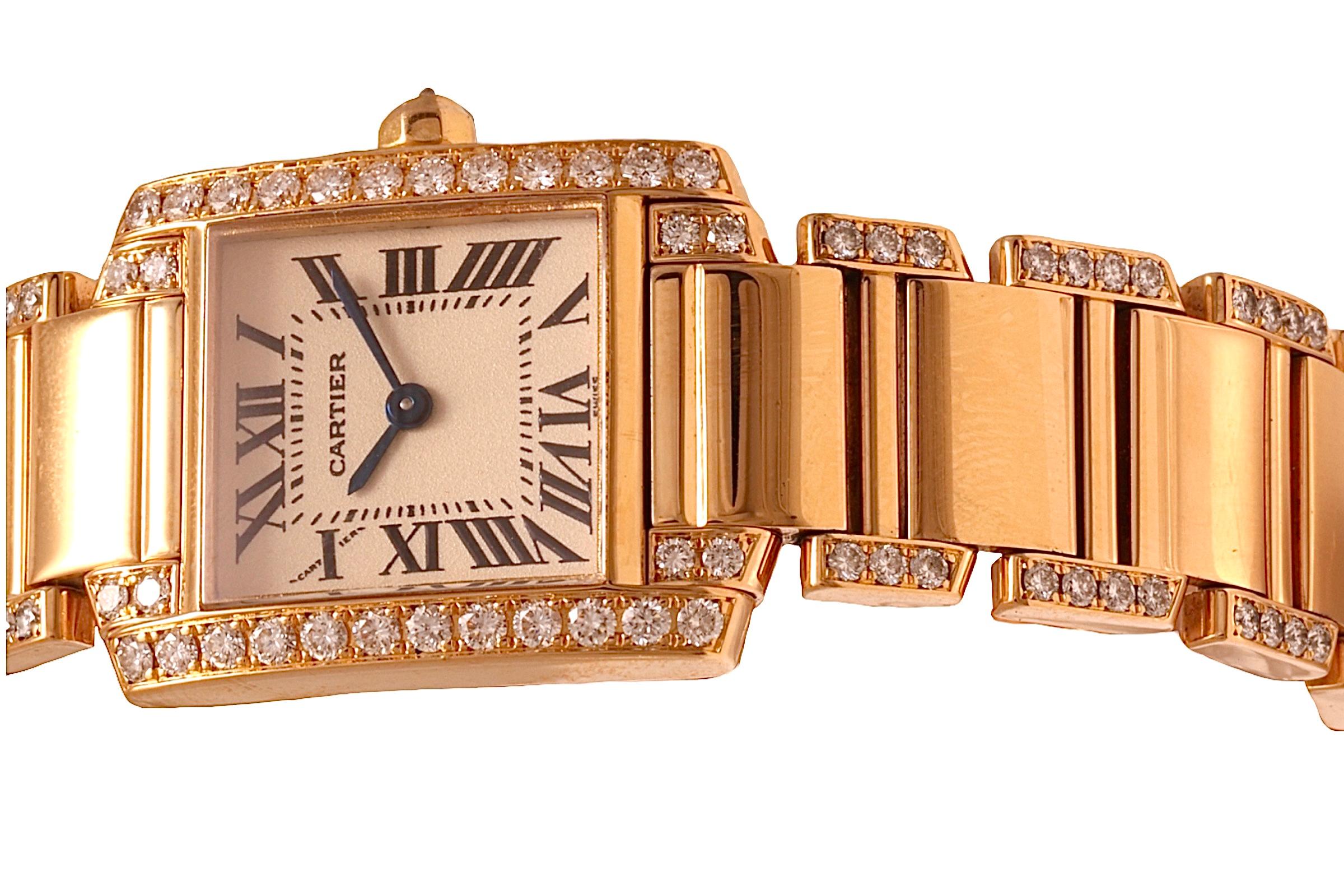 18 kt. Yellow Gold Cartier tank Francaise 2385 With Box and Papers In Excellent Condition For Sale In Antwerp, BE