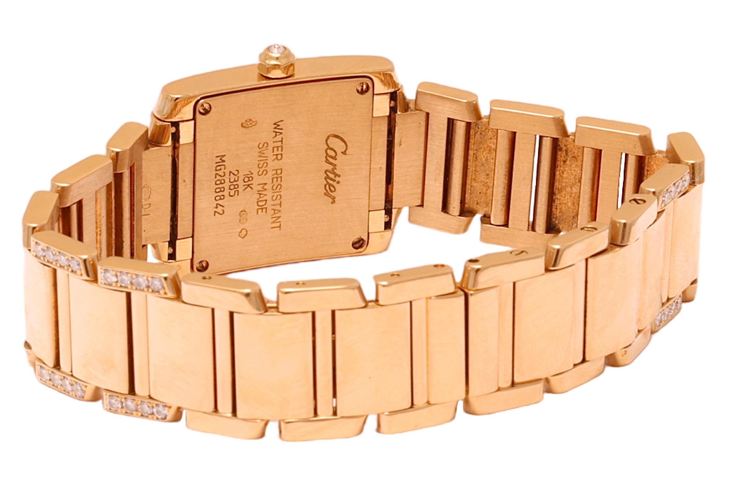 Women's 18 kt. Yellow Gold Cartier tank Francaise 2385 With Box and Papers For Sale