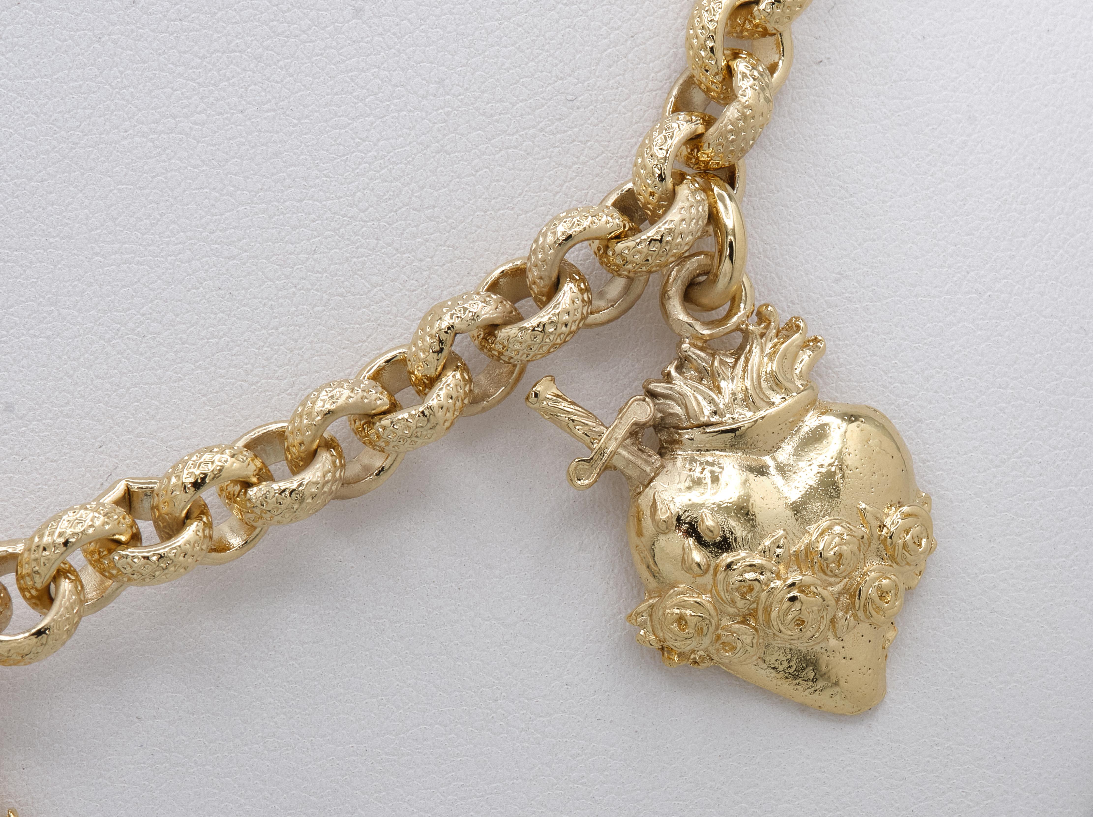 14 Karat Gelbgold Kette Halskette mit heiligen Herzen von Jesus, Joseph und Mary im Angebot 3