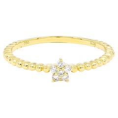 18 Karat Yellow Gold Cluster Diamonds Flower Cluster Stackable Ring
