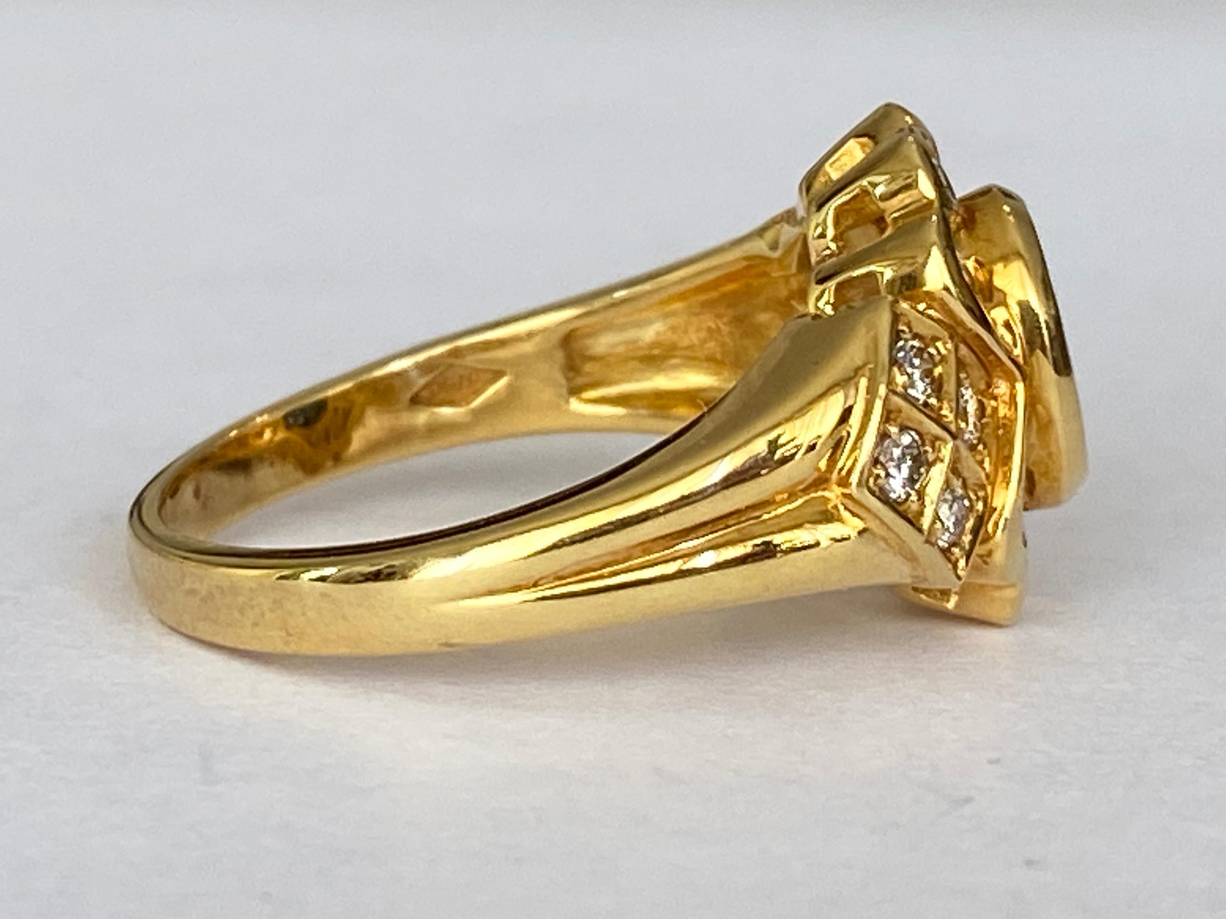 Women's or Men's 18 Kt. Yellow Gold Cocktail Ring with 1.00 Ct Sapphire and Diamonds For Sale