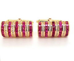 18kt Yellow Gold Cufflinks with Rubies and Diamonds