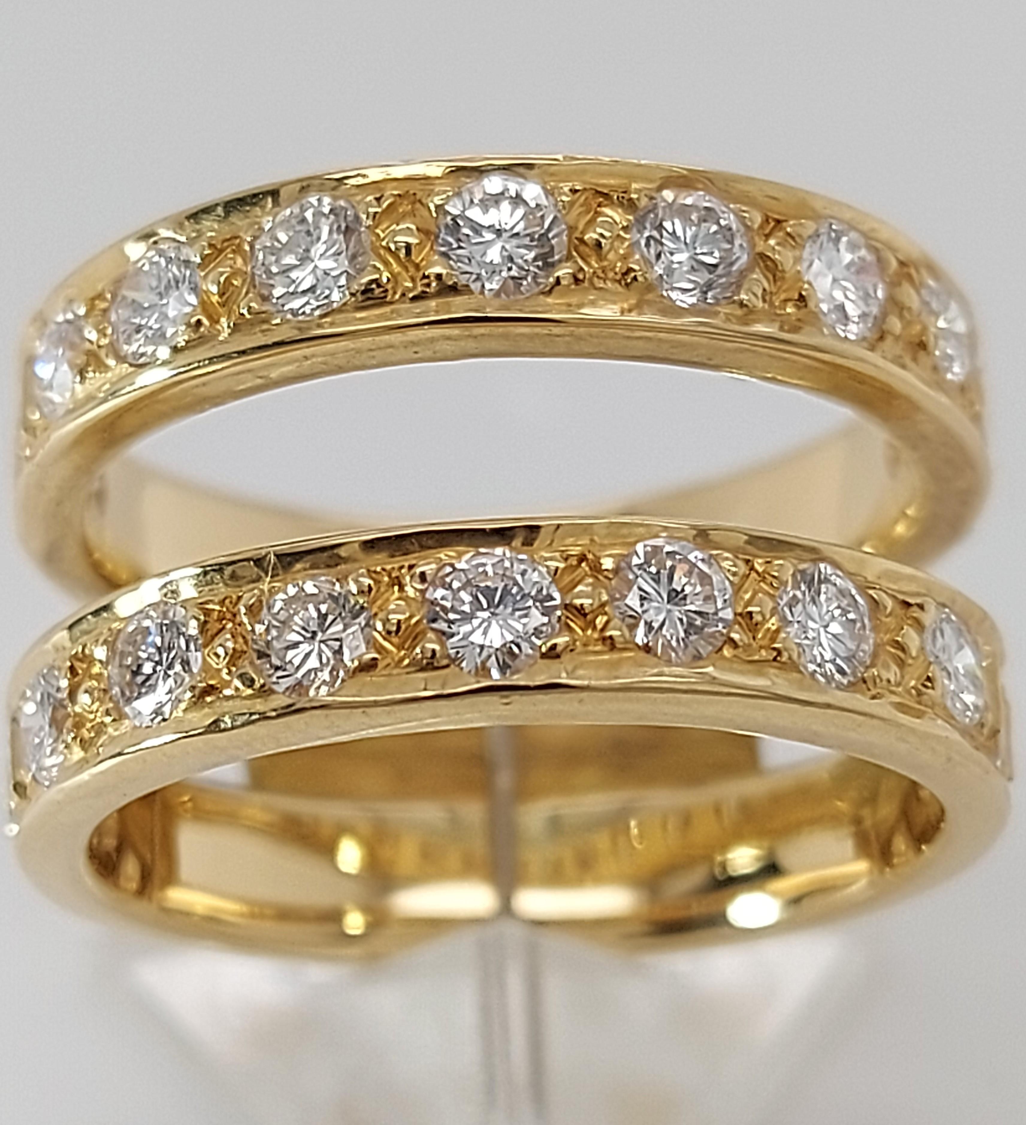 18kt Yellow Gold Detachable Diamond Ring and Engagement Ring In Excellent Condition For Sale In Antwerp, BE