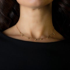 18 Kt Yellow Gold Handmade Chain Necklace with Total 0.64 Ct Diamonds