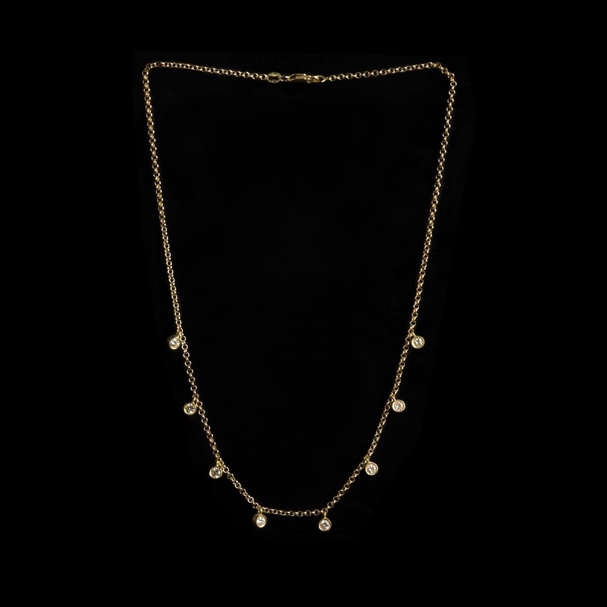 18 Kt Yellow Gold Handmade Chain Necklace with Total 0.64 Ct Diamonds In New Condition For Sale In roma, IT