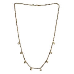 18 Kt Yellow Gold Handmade Chain Necklace with Total 0.64 Ct Diamonds