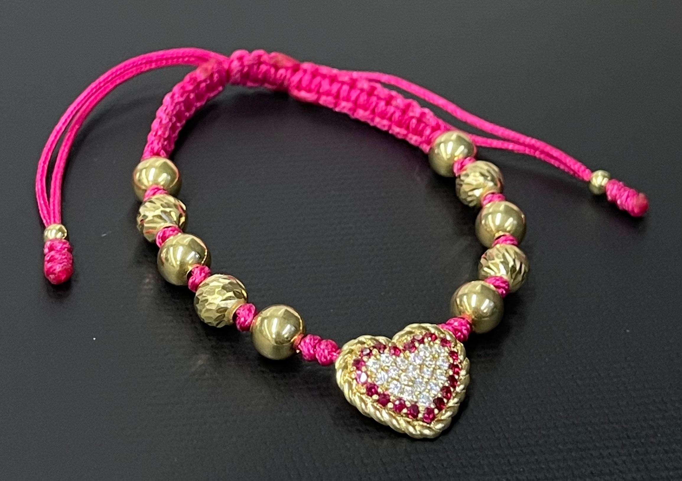 Bracelet cœur en or jaune 18 Kt Neuf - En vente à Los Angeles, CA