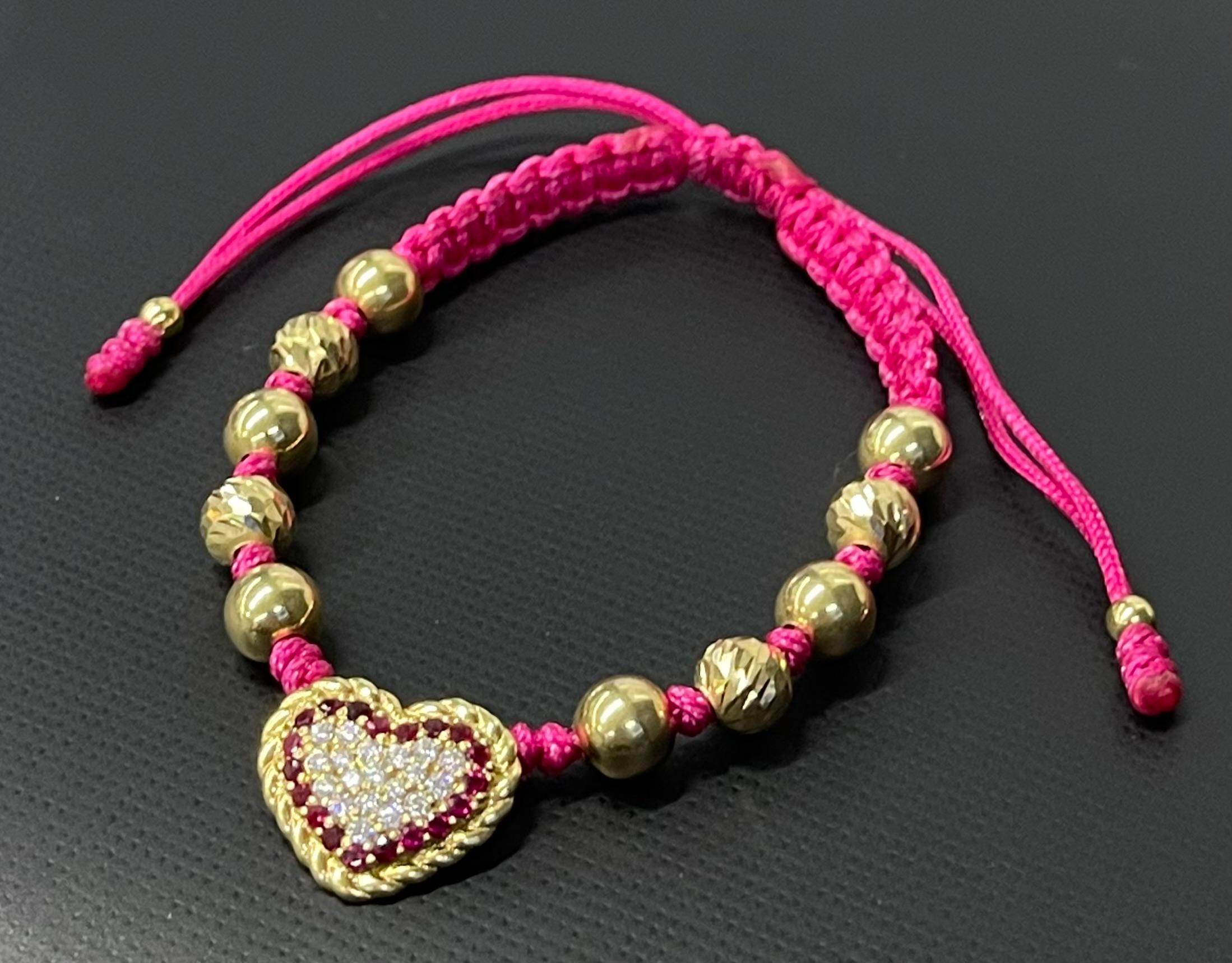 Bracelet cœur en or jaune 18 Kt Unisexe en vente