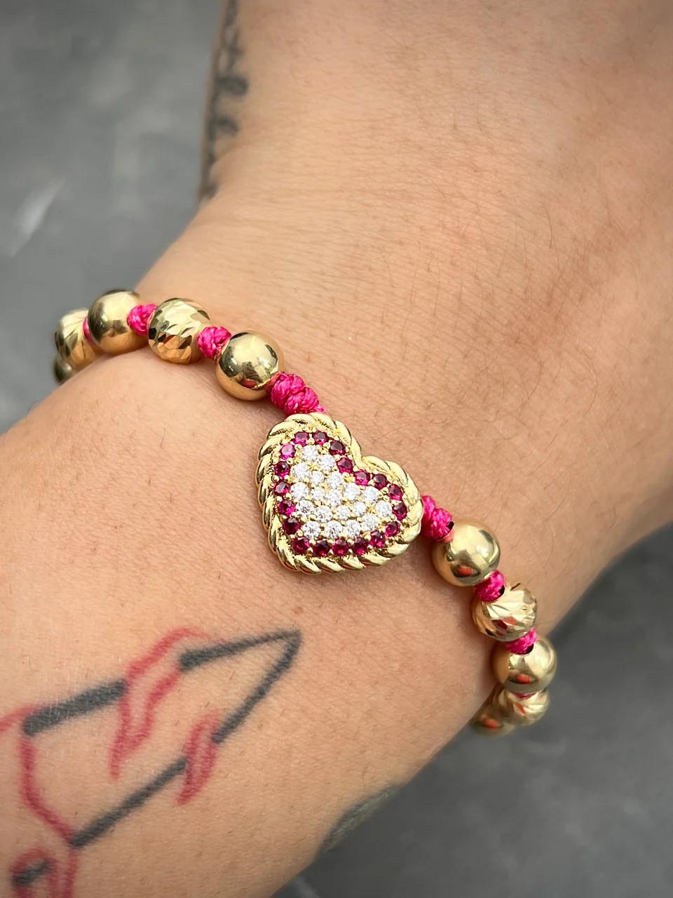 Bracelet cœur en or jaune 18 Kt en vente 2