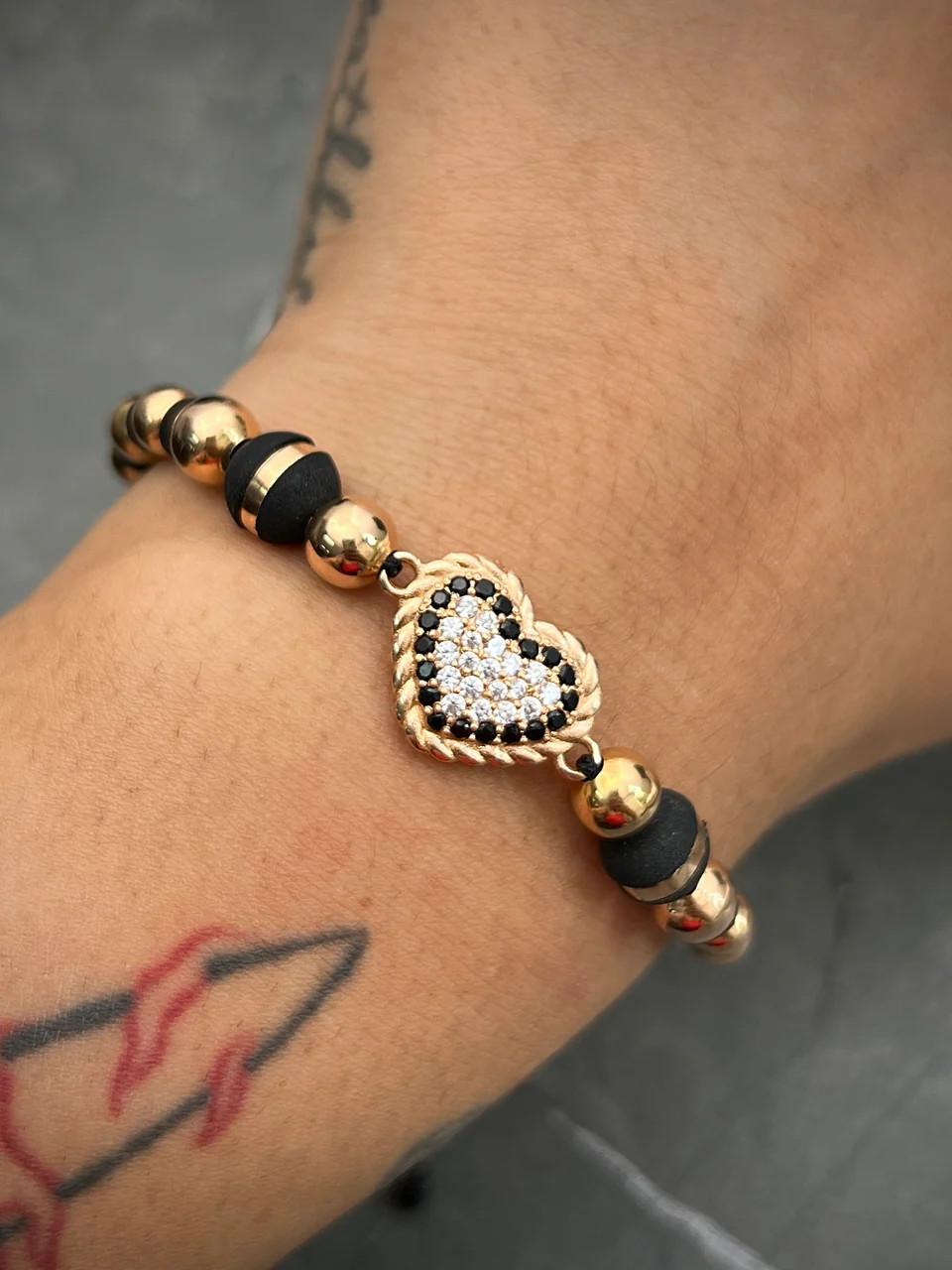 Bracciale a cuore in oro giallo 18 Kt in vendita 3