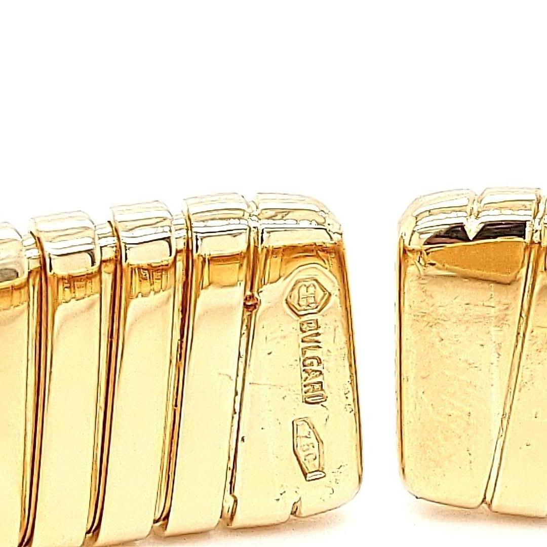 18 Karat Gelbgold Damen Bvlgari Tubogas Armbanduhr mit schwarzem Zifferblatt im Angebot 6