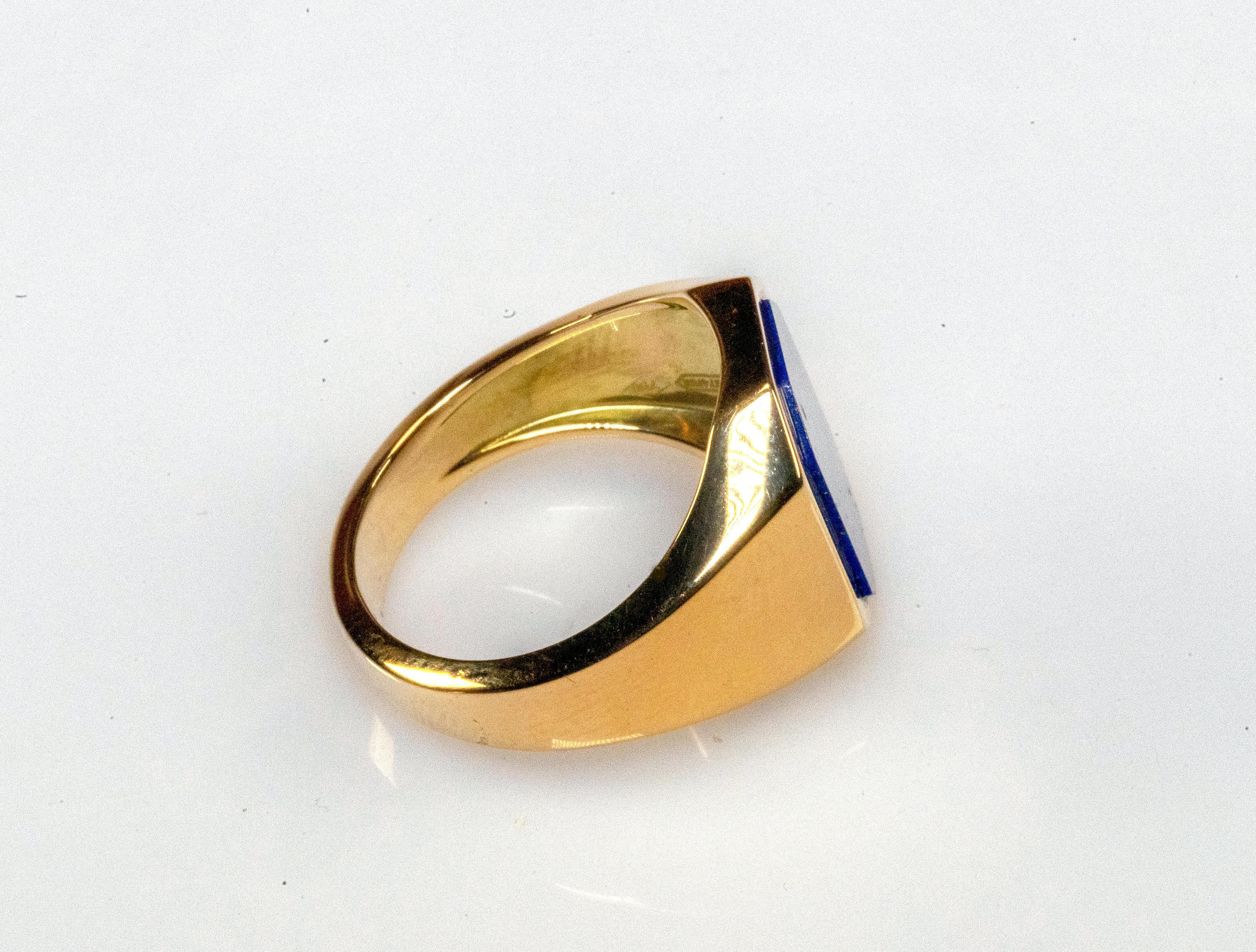 18 Karat Yellow Gold Lapis Lazuli Ring For Sale 1