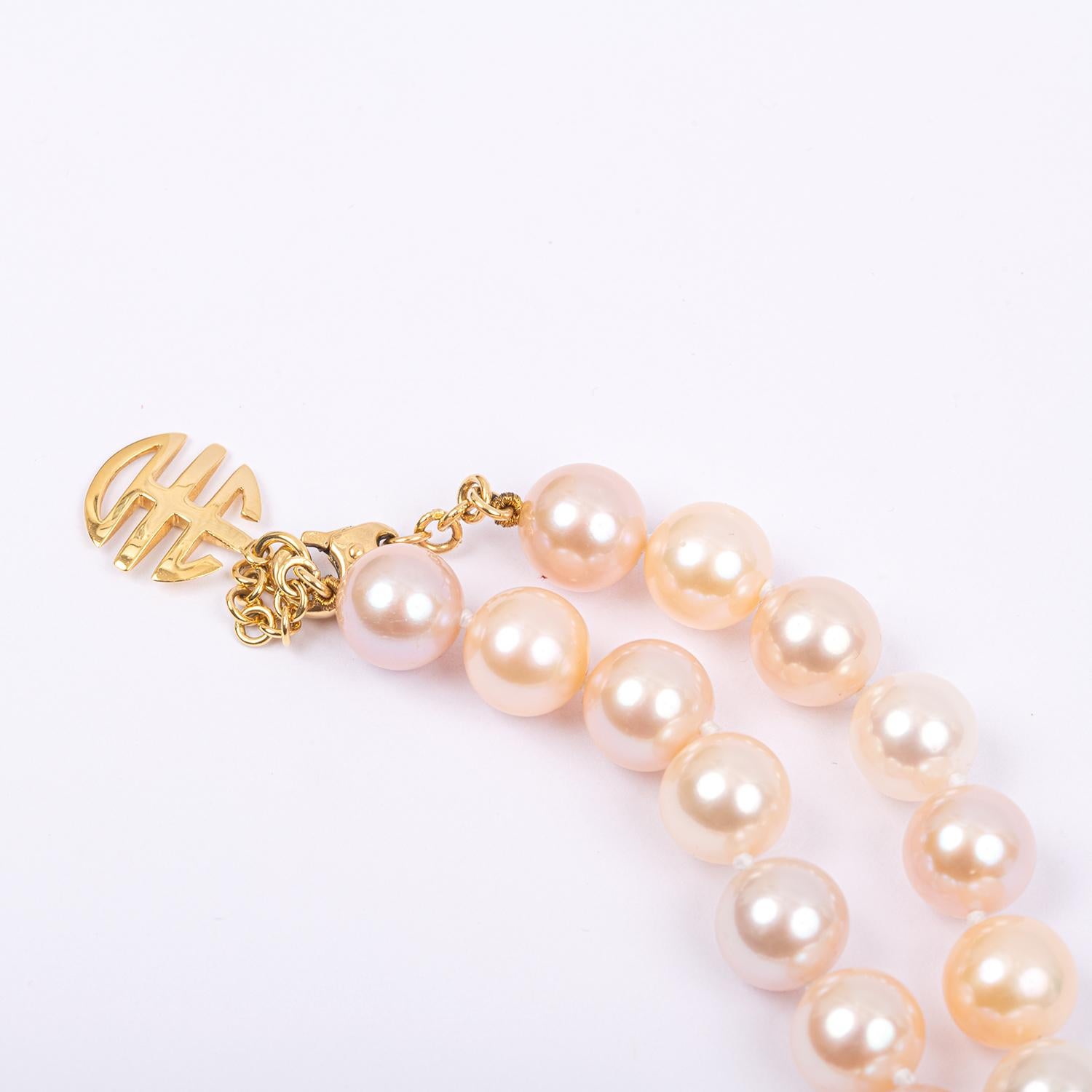Art Deco 18 Kt Yellow Gold MIMI Chinese Rose Pearl Necklace For Sale