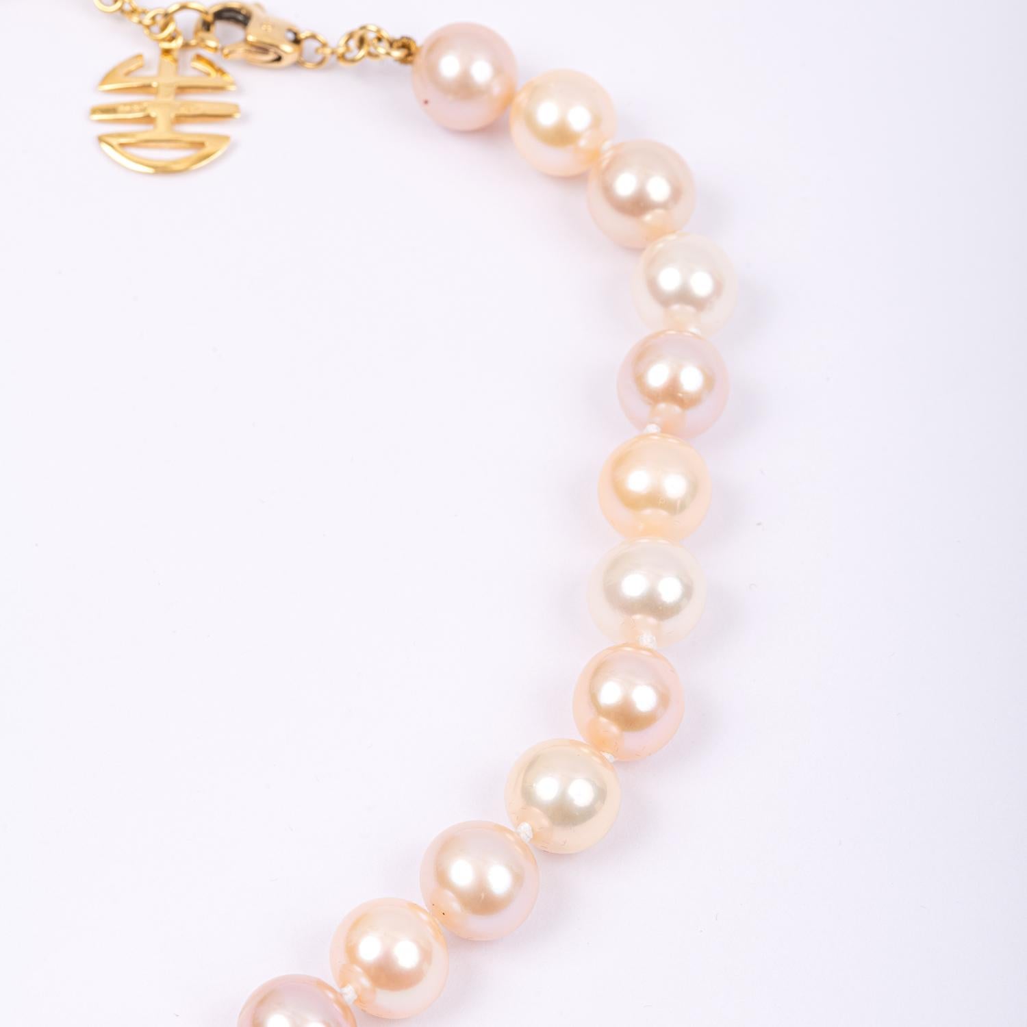 18 Kt Yellow Gold MIMI Chinese Rose Pearl Necklace In New Condition For Sale In Bari, IT