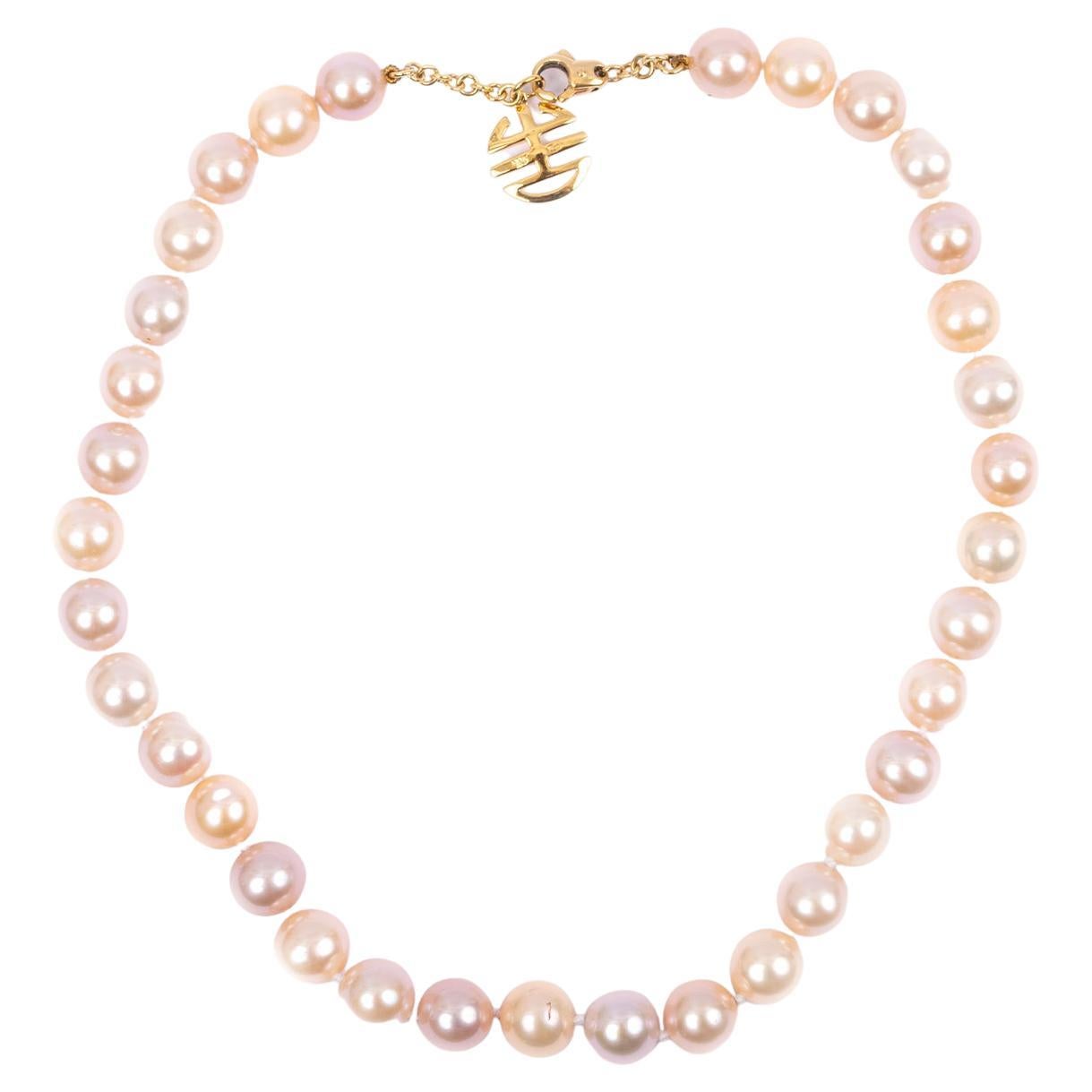 18 Kt Yellow Gold MIMI Chinese Rose Pearl Necklace For Sale