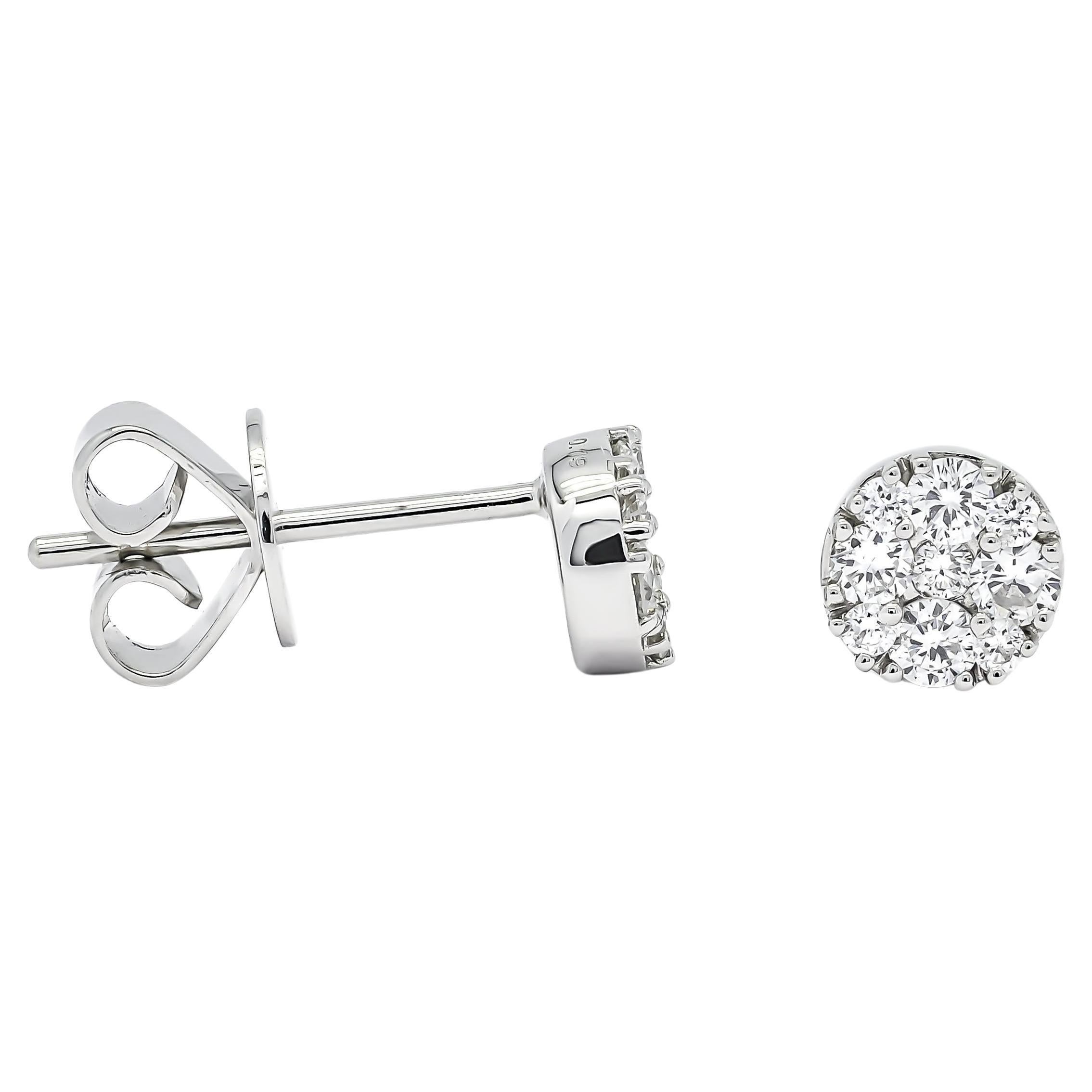  Natural Diamonds 0.40 cts 18 Kt Yellow Gold Modern Stud Earrings 1