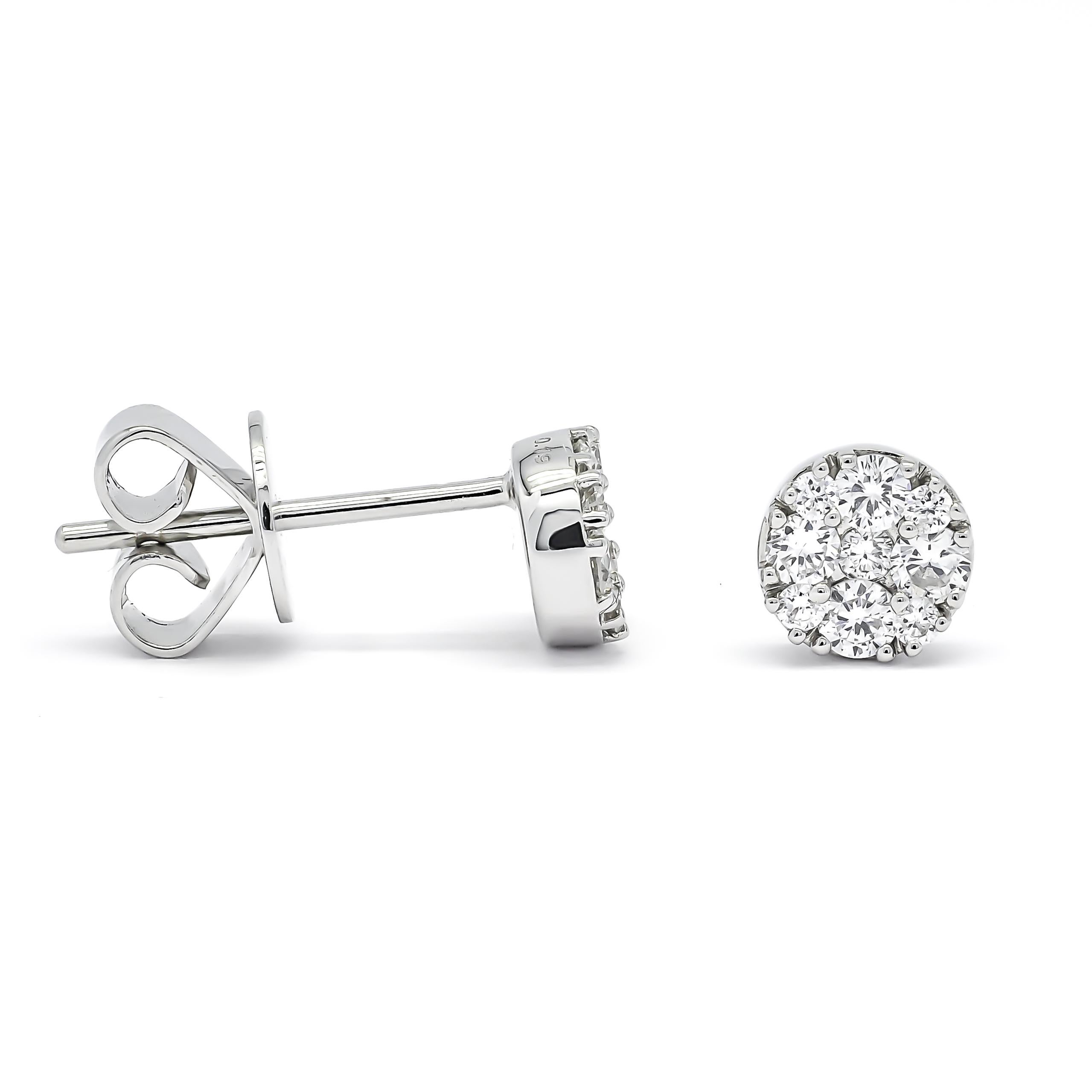  Natural Diamonds 0.40 cts 18 Kt Yellow Gold Modern Stud Earrings 2