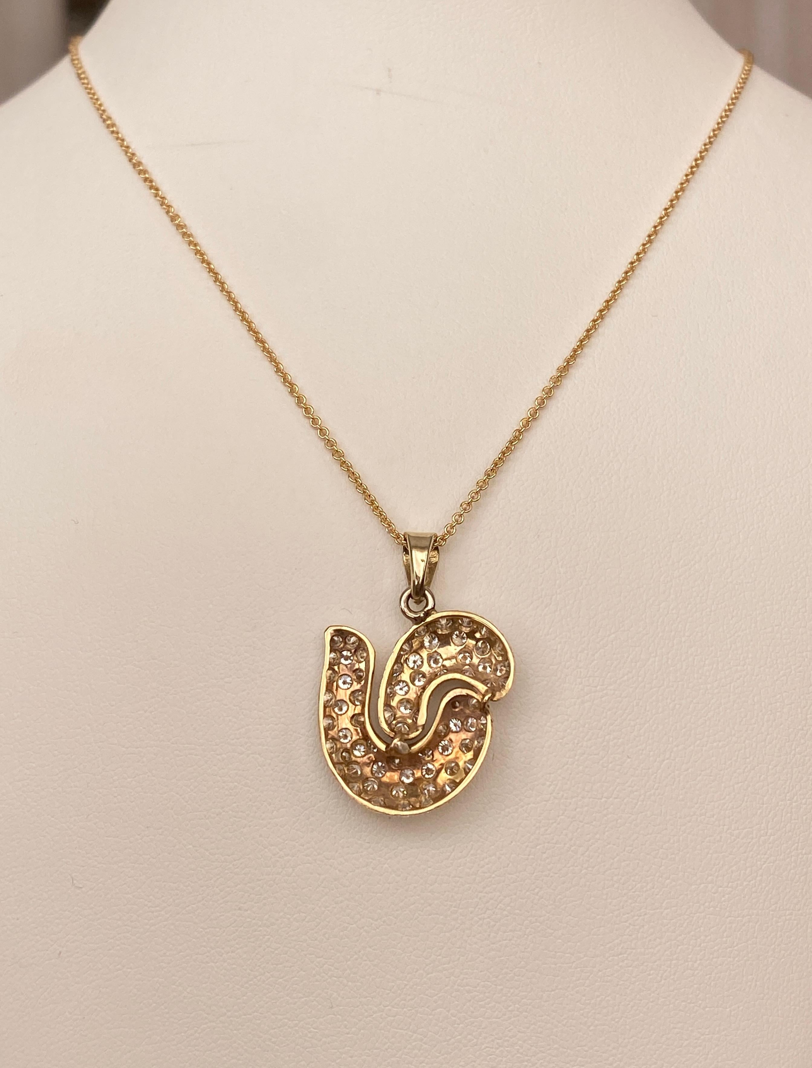 Romantique Collier en or jaune 18 KT avec 2,20 carats de diamants  Design/One en vente