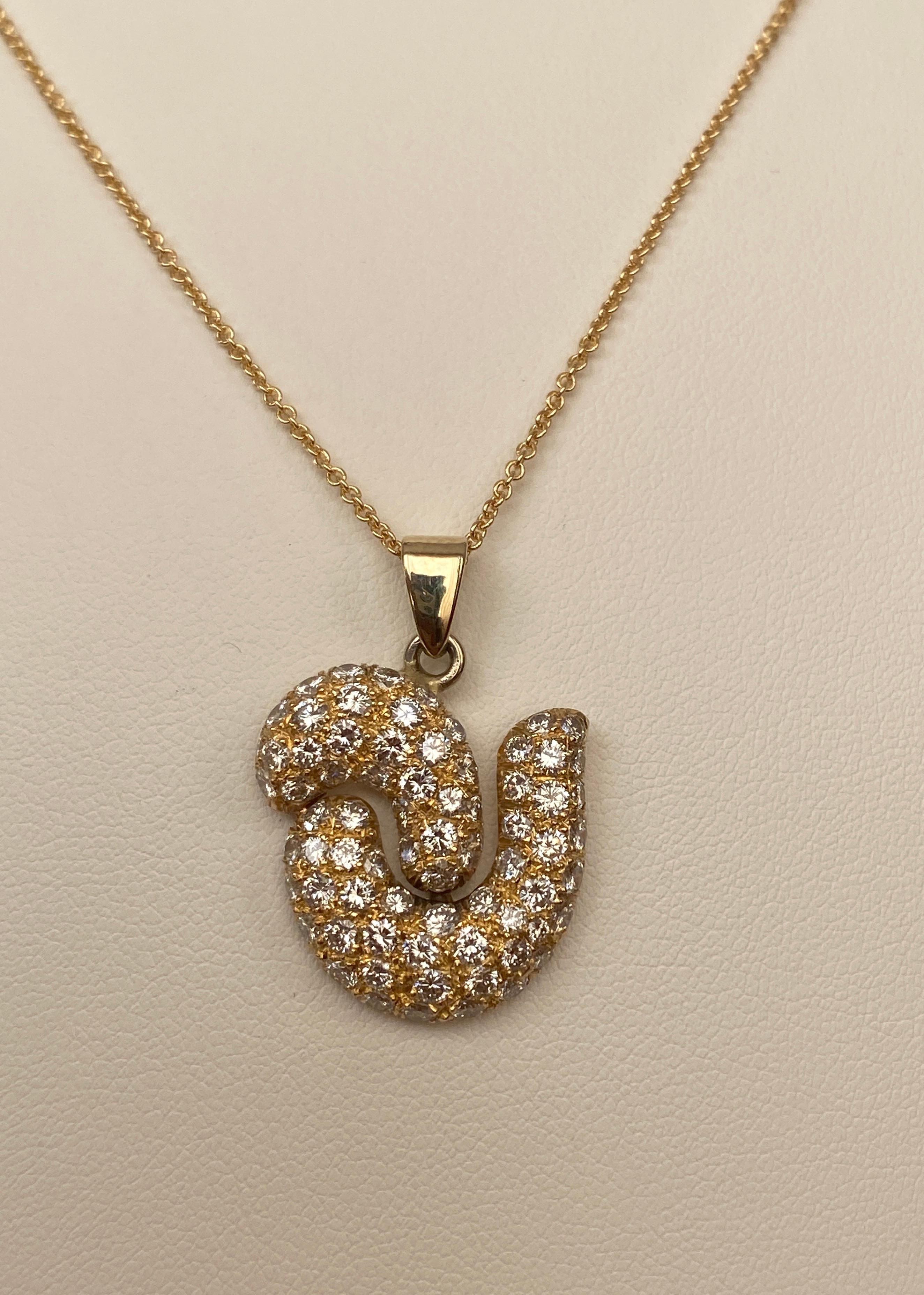 Taille brillant Collier en or jaune 18 KT avec 2,20 carats de diamants  Design/One en vente