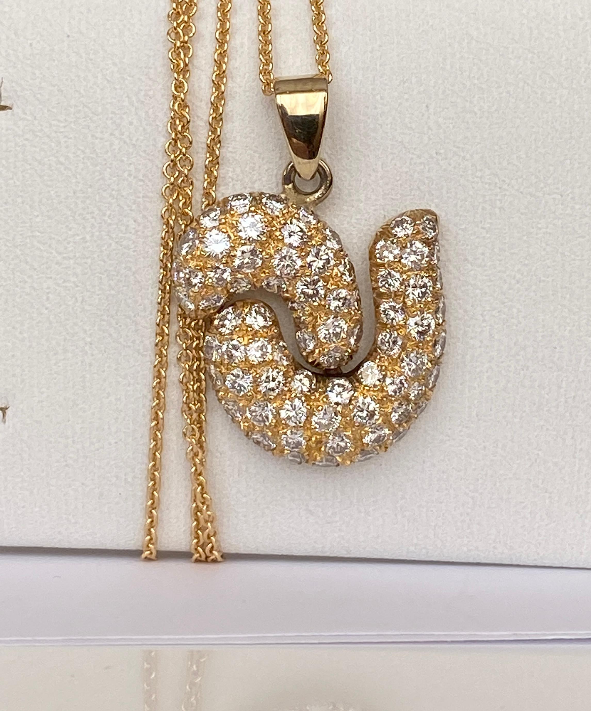 Collier en or jaune 18 KT avec 2,20 carats de diamants  Design/One Bon état - En vente à AMSTERDAM, NL