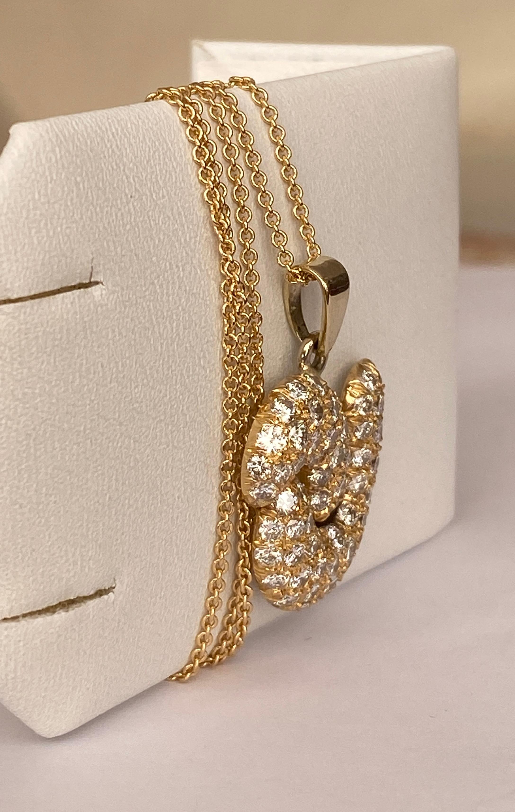 Collier en or jaune 18 KT avec 2,20 carats de diamants  Design/One Unisexe en vente